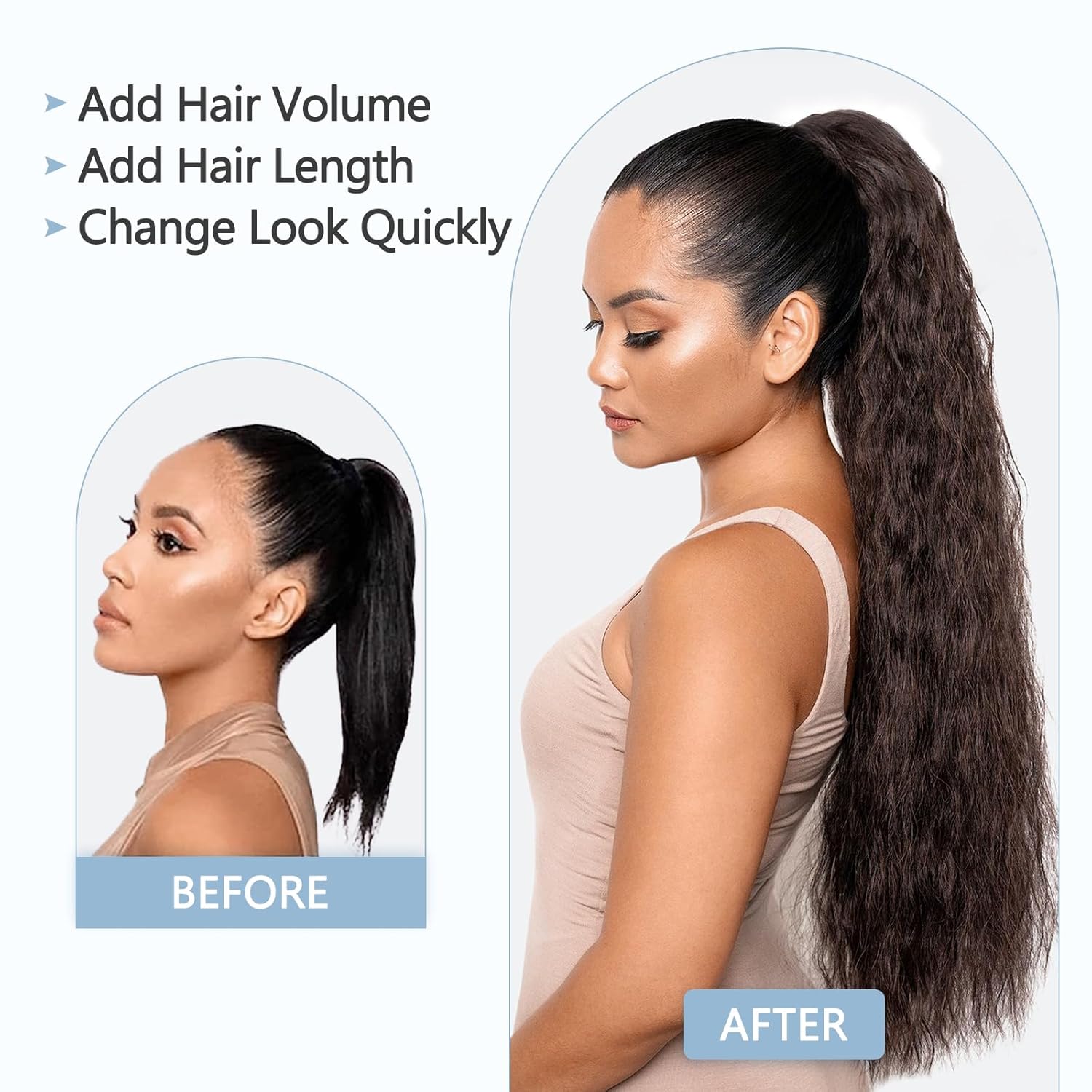 Cola de caballo rizada con cordón para mujer, de 32 pulgadas de largo, sintético, natural, ondulado, con clip, extensiones de cabello esponjoso,
