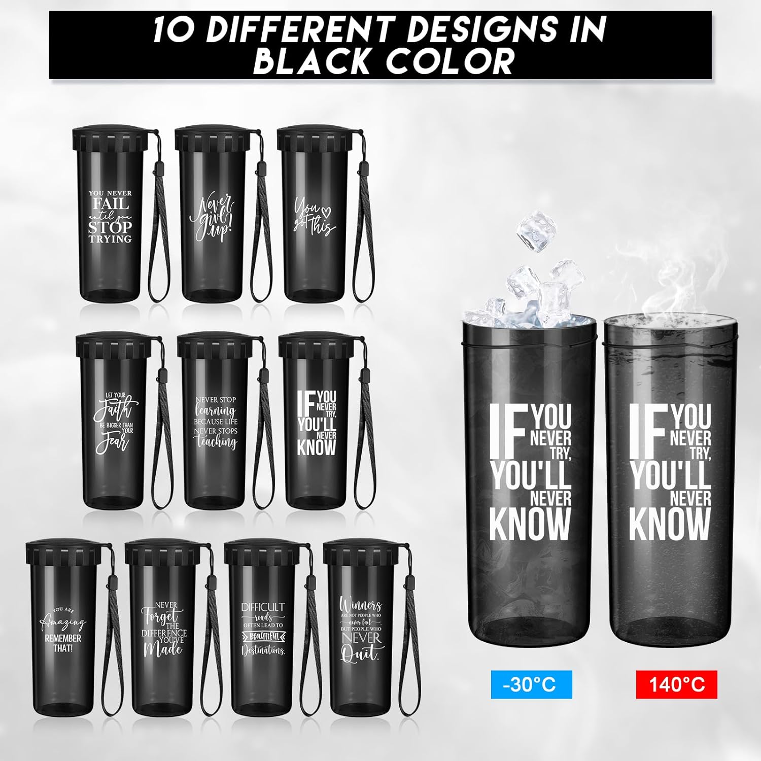 Tioncy 10 tazas inspiradoras de agradecimiento, regalos de agradecimiento al personal, botellas de agua motivacionales a granel con correa de tapa,