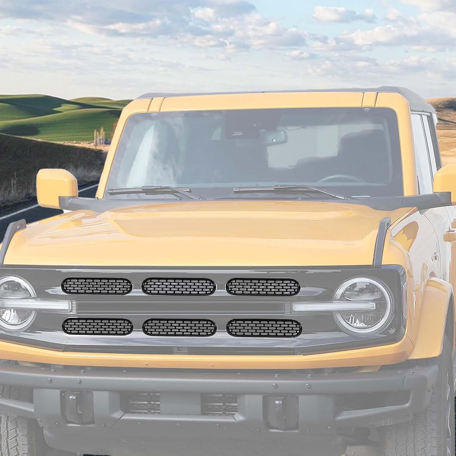 Voodonala Cubierta decorativa de malla para Ford Bronco 2 y 4 puertas 2021-2023 (ABS, 6 unidades, negro mate)