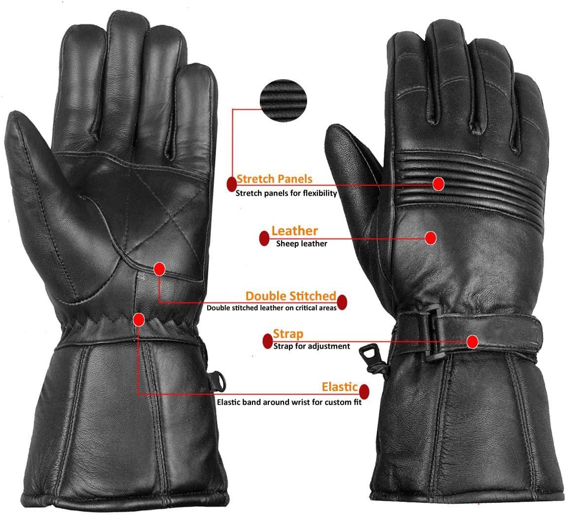 Jackets 4 Bikes Guantes Thinsulate de cuero de oveja para motociclista, de invierno, para hombre