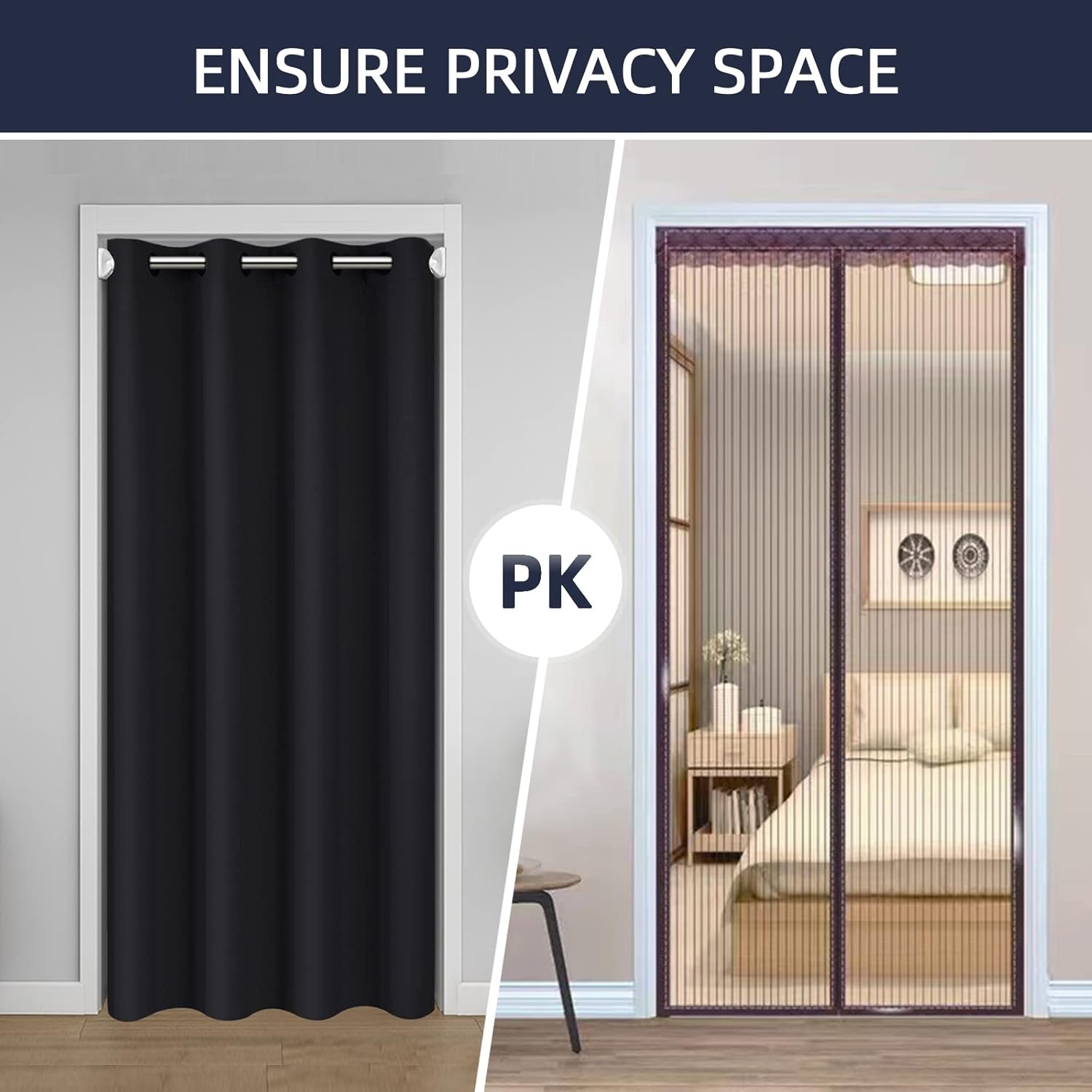 Cortina de puerta para privacidad de puerta, cortinas corredizas para puerta de armario, 80 pulgadas de largo, con aislamiento térmico, para divisor