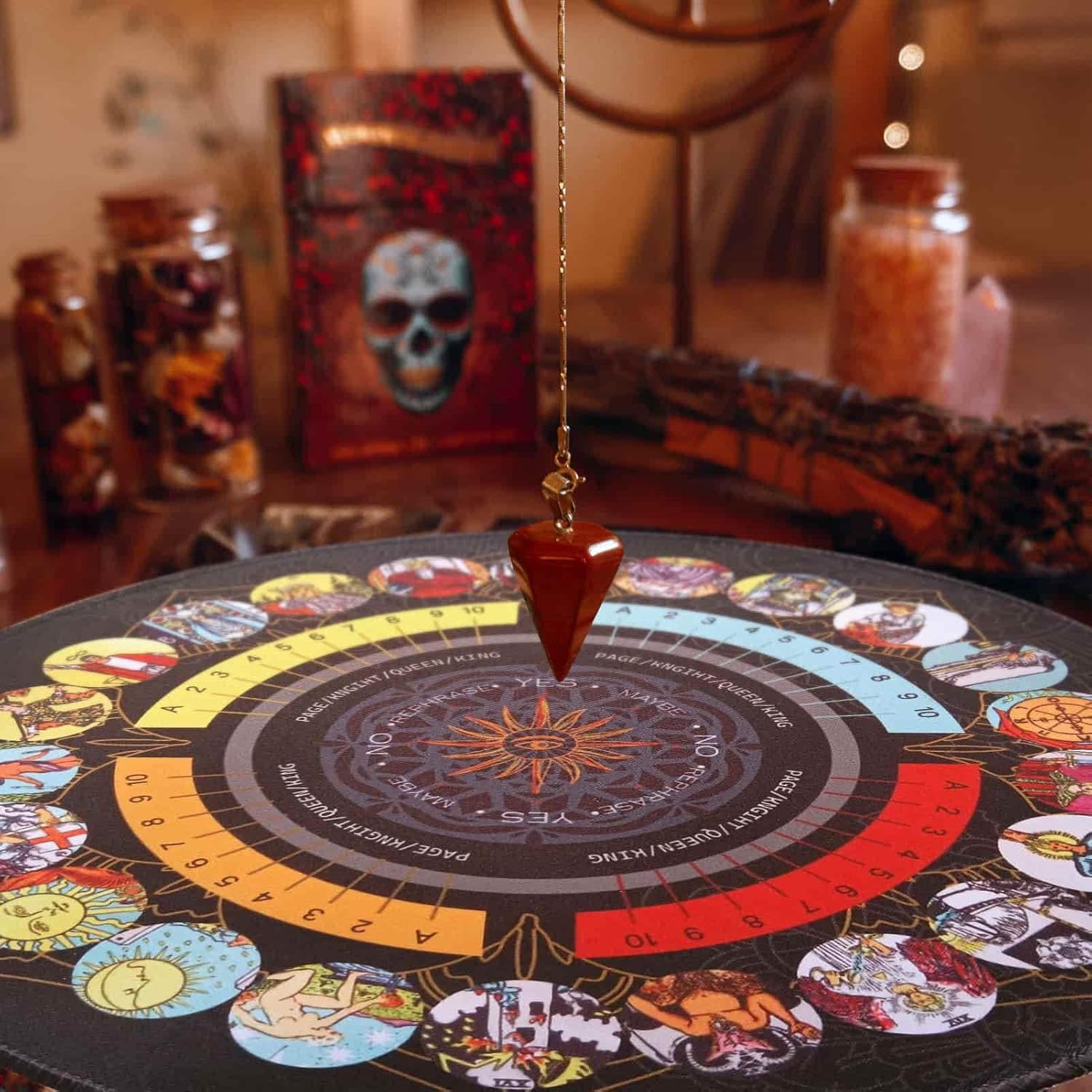 Tablero de péndulo Adivinación de radiestesia, Altar Tarot Card Pad, Ceremonia de péndulo de radiestesia Alfombrilla de goma, Tablero de mensajes
