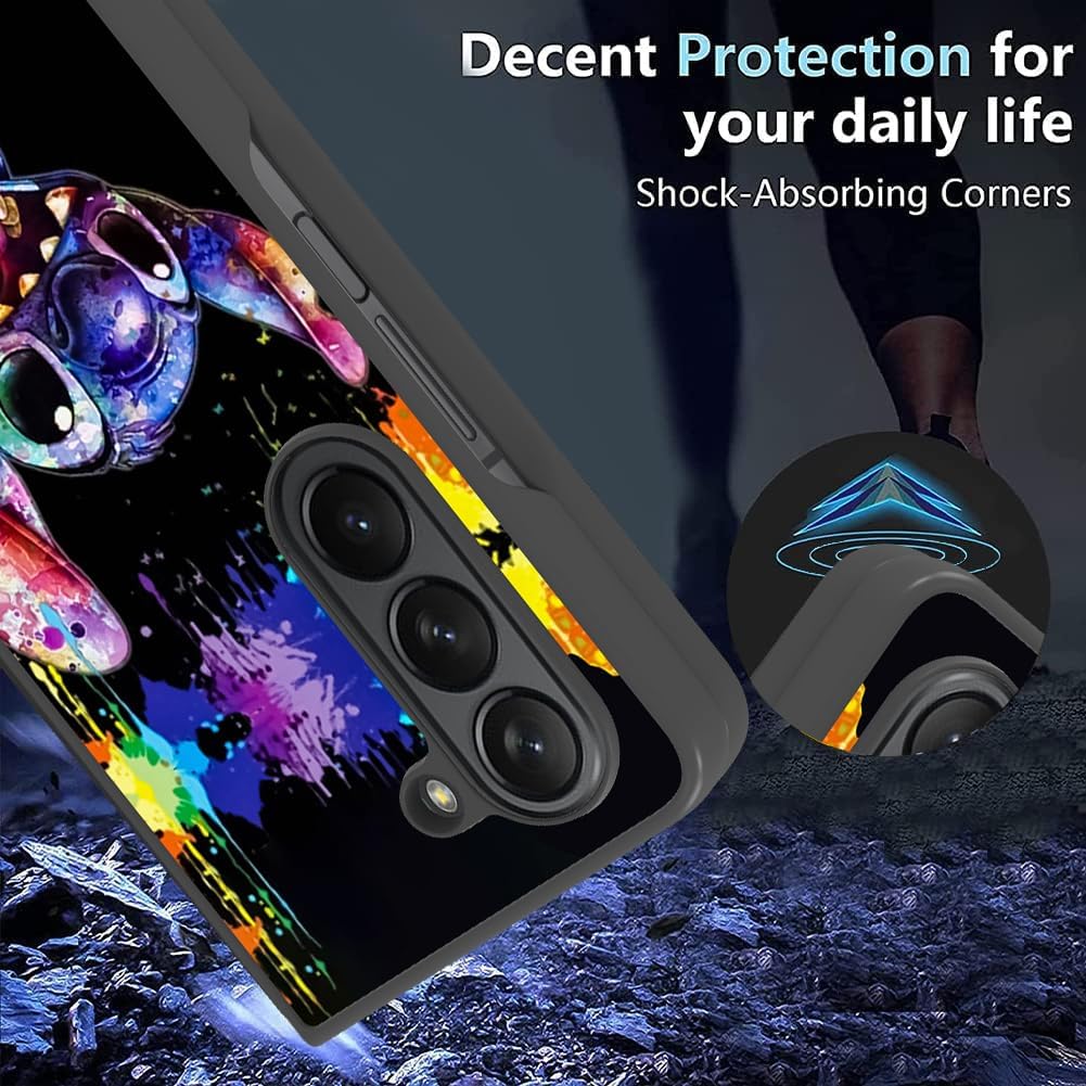 cuwana Funda compatible con Samsung Galaxy Z Fold 5 (2023), linda puntada colorida de dibujos animados, delgada, suave, antiarañazos, cuatro