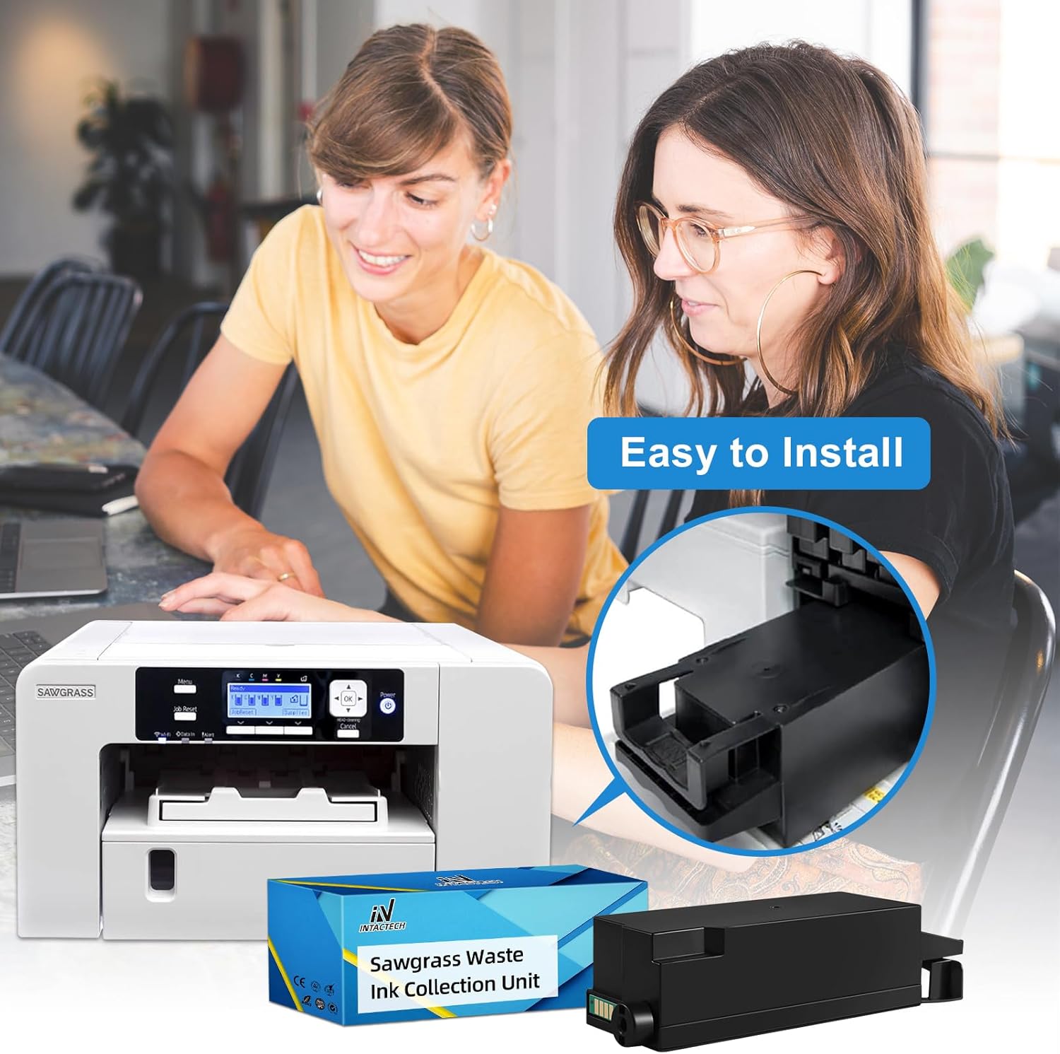 IN INTACTECH Cartucho de tinta de sublimación SG400 SG800 y unidad de recolección de residuos compatible con impresora Sawgrass Virtuoso SG 400 SG