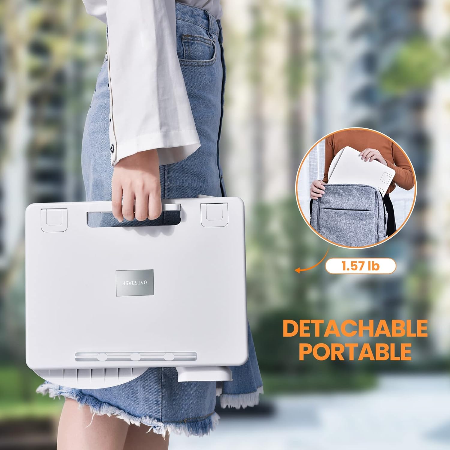 xuenair – Escritorio portátil blanco con clip para libros, ángulo ajustable, para laptop de 17 pulgadas, cama xuenair para sofá, computadora,