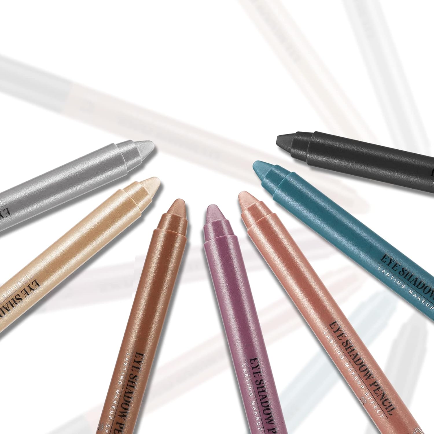 Boobeen Sombra de ojos en barra con purpurina, lápiz de sombra de ojos crema con sacapuntas, lápiz de sombra de ojos metálico para maquillaje de ojos