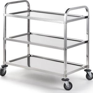 CURTA Carro de servicio de acero inoxidable, 38 pulgadas de largo x 20 pulgadas de ancho x 37 pulgadas de alto, estante de 3 niveles, rueda de freno CURTA Carro de servicio de acero inoxidable, 38 pulgadas de largo x 20 pulgadas de ancho x 37 pulgadas de alto, estante de 3 niveles, rueda de freno