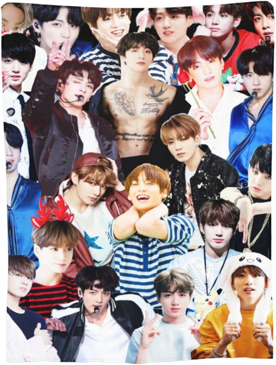 Jungkook – Manta suave y cómoda de lana polar para sofá, oficina, coche, camping, yoga, viajes, decoración del hogar, acogedora manta de playa de