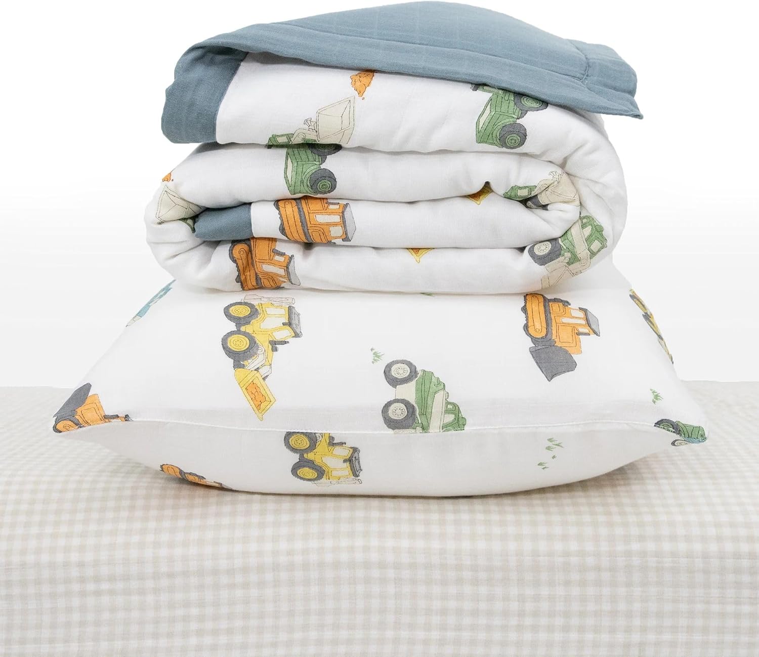 Little Unicorn Ropa de cama de muselina de algodón para niños pequeños, juego de 3 piezas, edredón, sábana para cuna, funda de almohada tipo sobre,