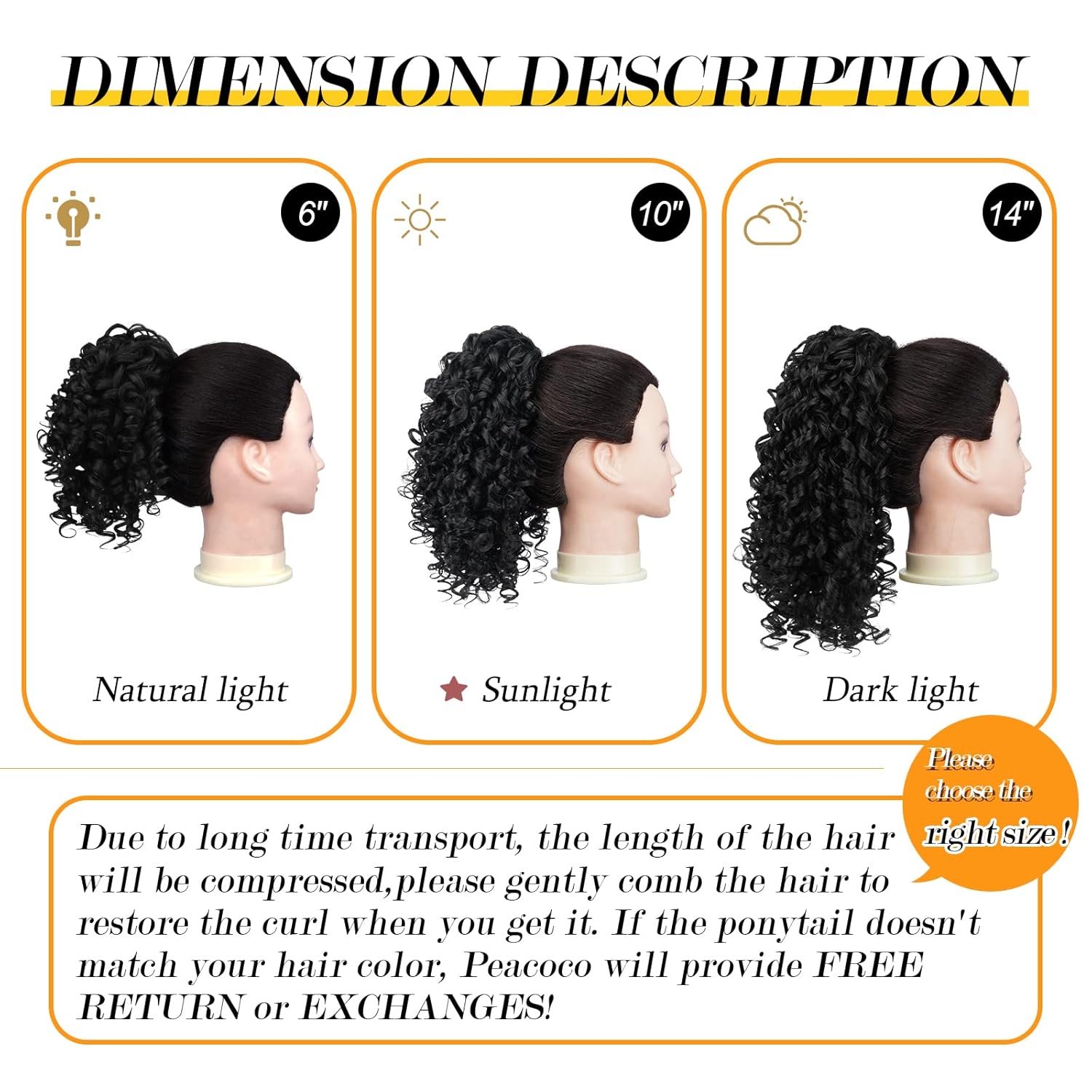 PEACOCO Cola de caballo afro rizada con cordón para mujeres negras, extensiones de cabello sintético de 10 pulgadas con clip en extensiones de cola