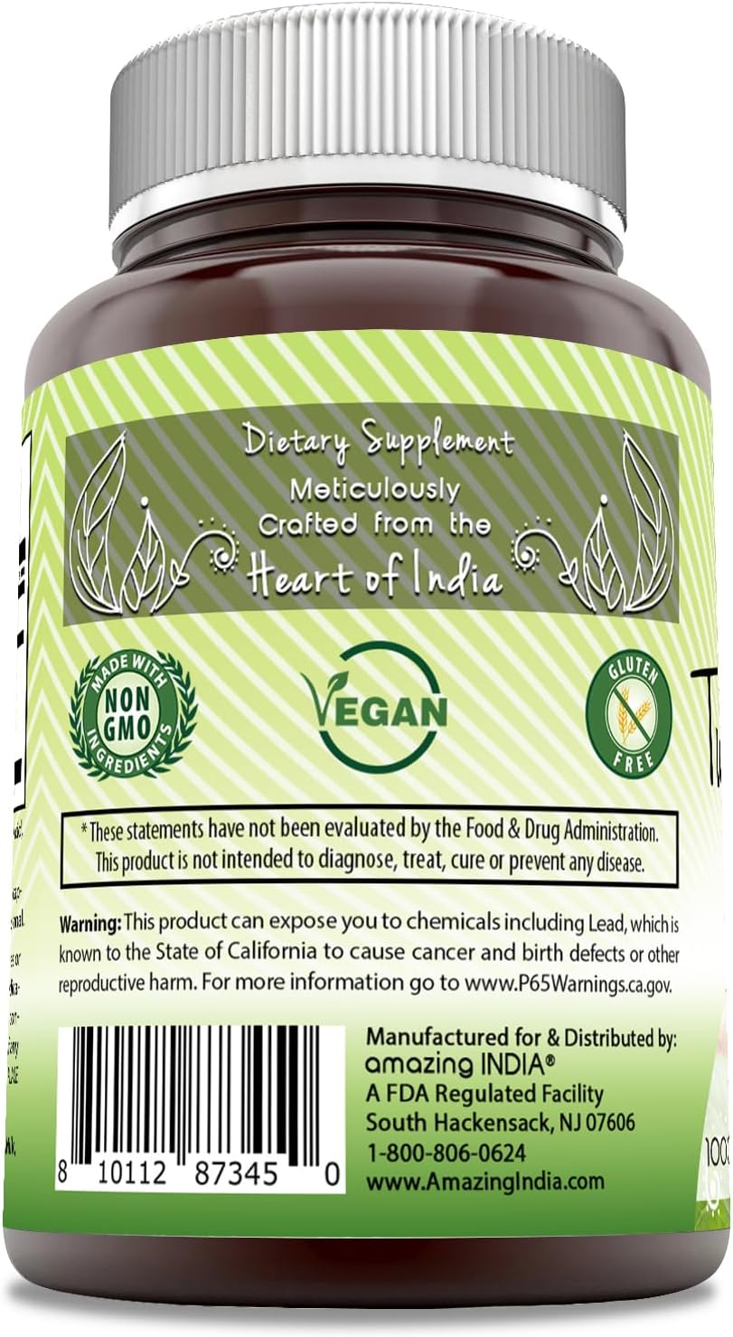Amazing India Curcumina de cúrcuma de 1000 mg por porción  Suplemento de 120 cápsulas vegetales  Mezcla de polvo de cúrcuma y extracto de cúrcuma
