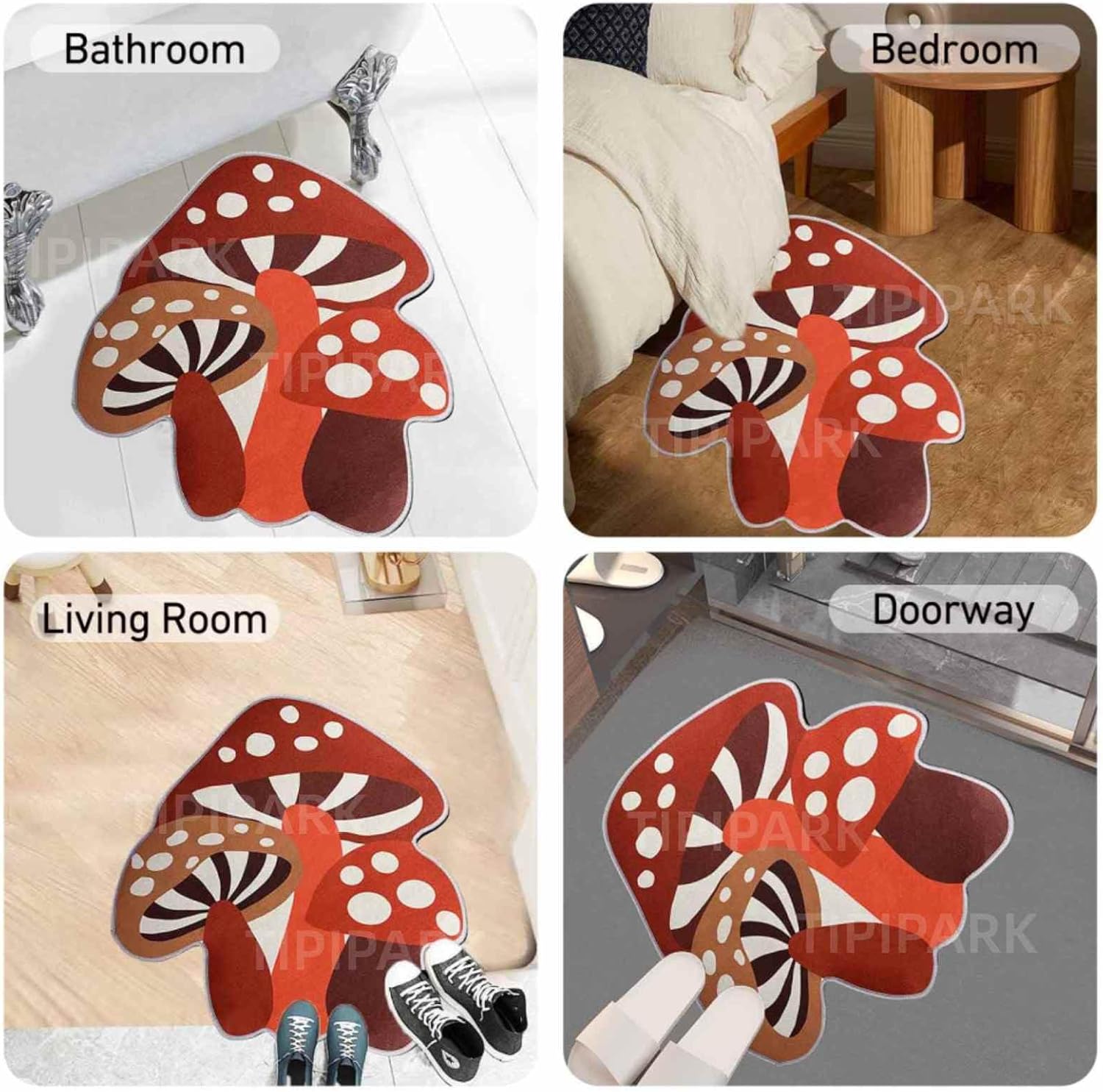 Alfombra de hongo grande antideslizante suave lavable para dormitorio, baño, sala de estar
