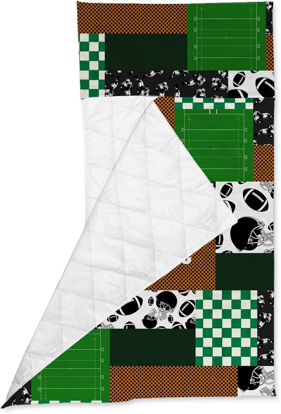 Juego de alfombrillas de rugby personalizadas con nombre, bolsas de dormir con diseño de retazos de fútbol para niños, colchón de cama personalizado