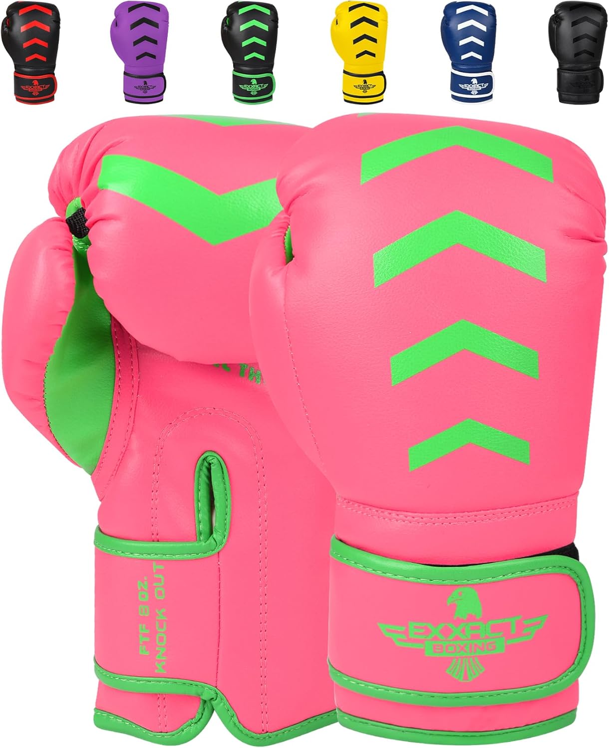 Exxact Sports Knockout – Guantes de boxeo juveniles para niños, guantes de boxeo de cuero duradero con protección acolchada para artes marciales