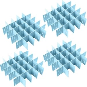 Organizador de cajones, 32 separadores de rejilla de plástico, ajustables, para bricolaje, caja de almacenamiento, insertos ordenados para ropa Organizador de cajones, 32 separadores de rejilla de plástico, ajustables, para bricolaje, caja de almacenamiento, insertos ordenados para ropa