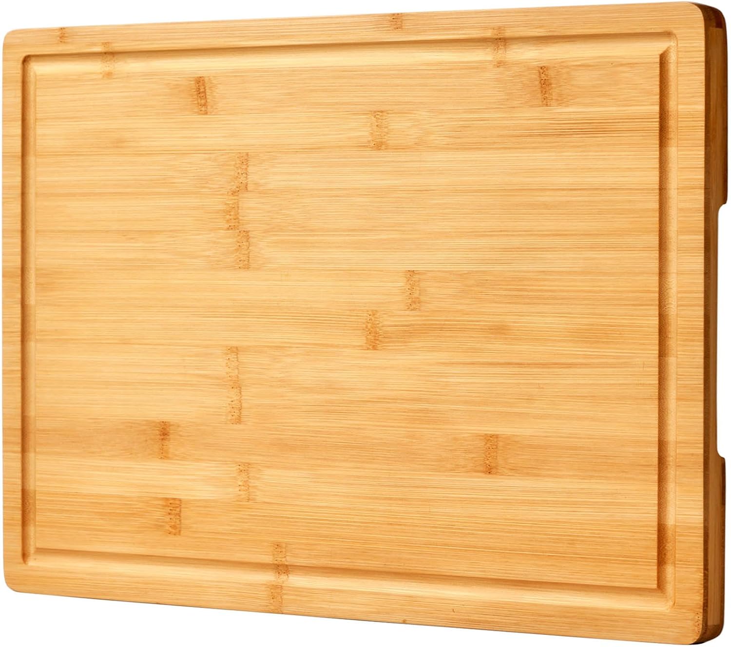 Tablas de cortar de bambú de 20 x 14 pulgadas para cocina, tablas de madera para charcutería, bandeja para servir queso con asas laterales y ranuras