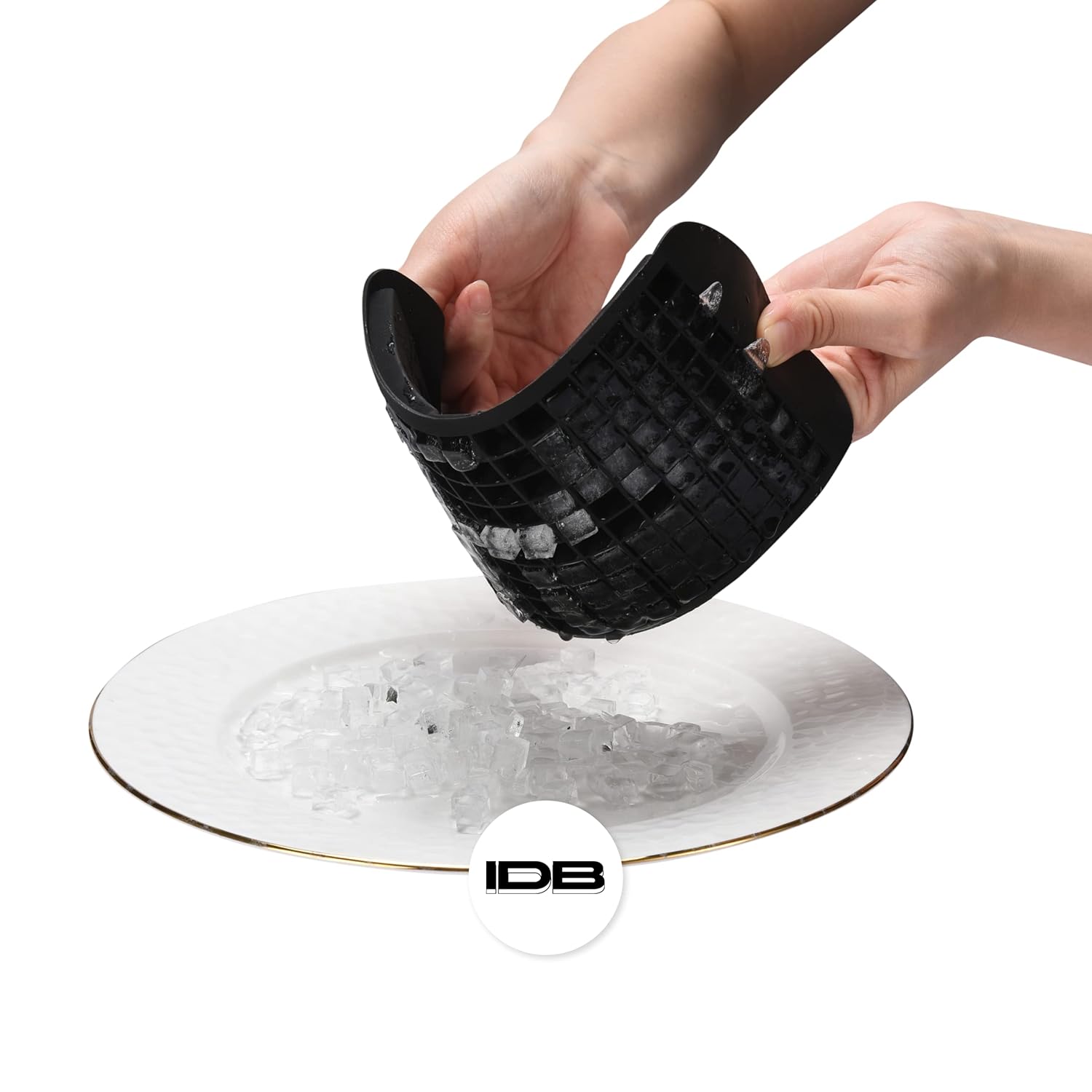 Bandejas de silicona para cubitos de hielo, molde para cubitos de hielo de fácil liberación de 9 x 5 pulgadas, bandeja de hielo negra duradera y