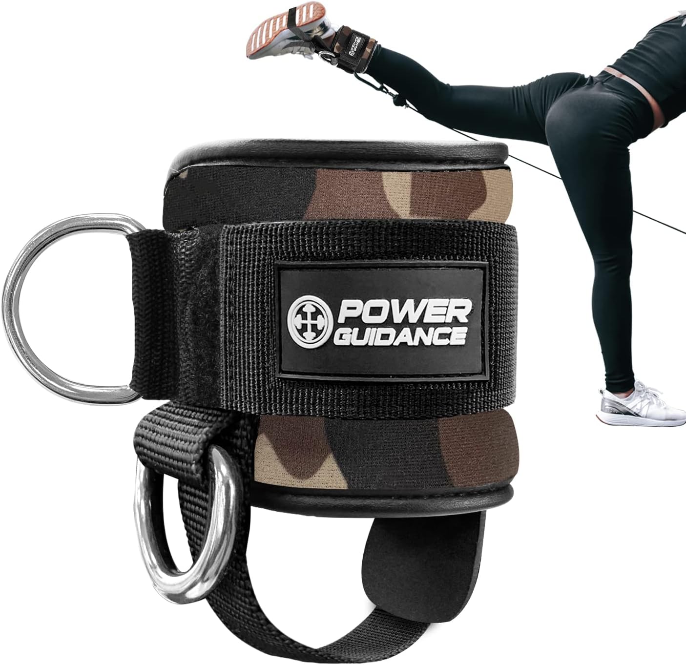 POWER GUIDANCE Ankle Straps for Cable Machines and Resistance Band, Work Out Cuff Attachment for Home & Gym, Booty Workouts