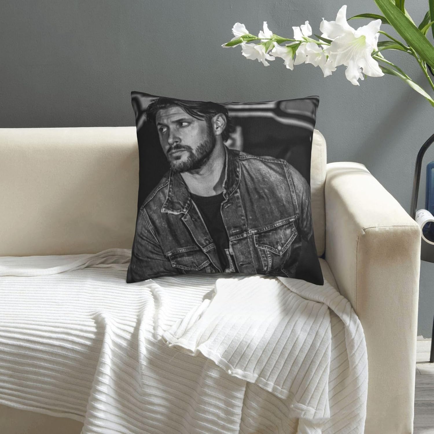 Belikerem Jensen Ackles – Funda de almohada con estampado dúplex, funda de almohada suave y transpirable de 18 x 18 pulgadas