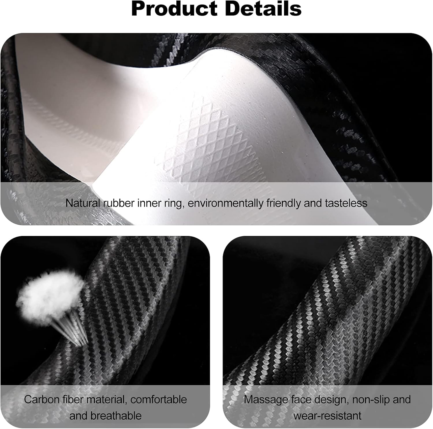 Ergocar Funda de volante de material de fibra de carbono, antideslizante, transpirable, absorbente de sudor, funda deportiva de moda para volante de