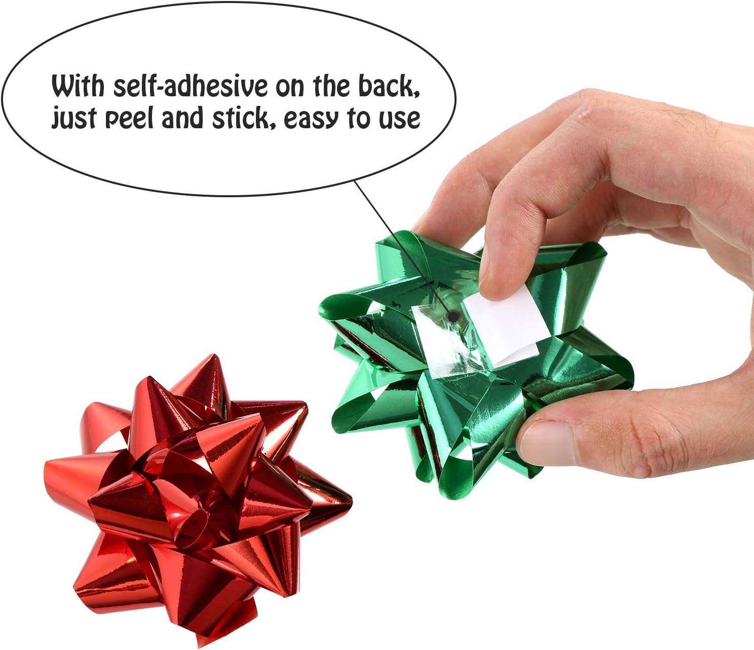 Tatuo 130 lazos metálicos de Navidad, lazos de regalo autoadhesivos para decorar regalos (multicolor)