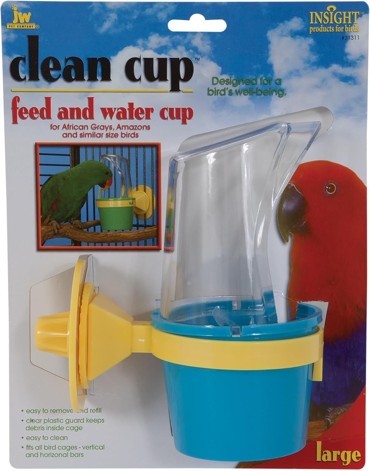 Accesorio para pájaro, taza para agua y comida, de JW Pet Company, L, gris