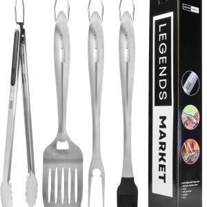 Juego de herramientas para barbacoa con pinzas, espátula, tenedores, cepillo, kit de parrilla de acero inoxidable para parrilla, accesorios Juego de herramientas para barbacoa con pinzas, espátula, tenedores, cepillo, kit de parrilla de acero inoxidable para parrilla, accesorios