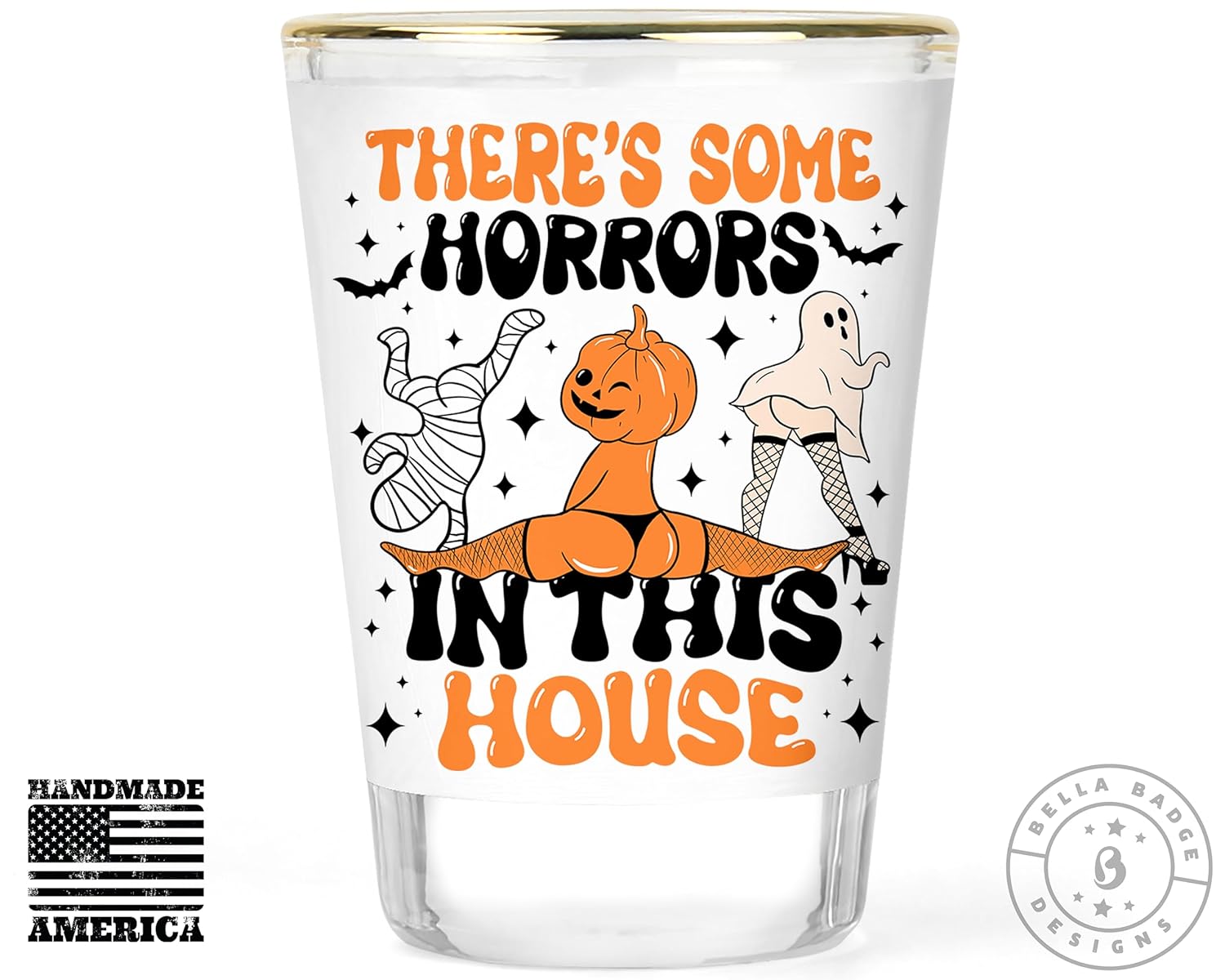 Halloween Shot Glass  Halloween Party Favors  Halloween Party Shot Glasses  Horrors in this House  Halloween Gift  Halloween Barware