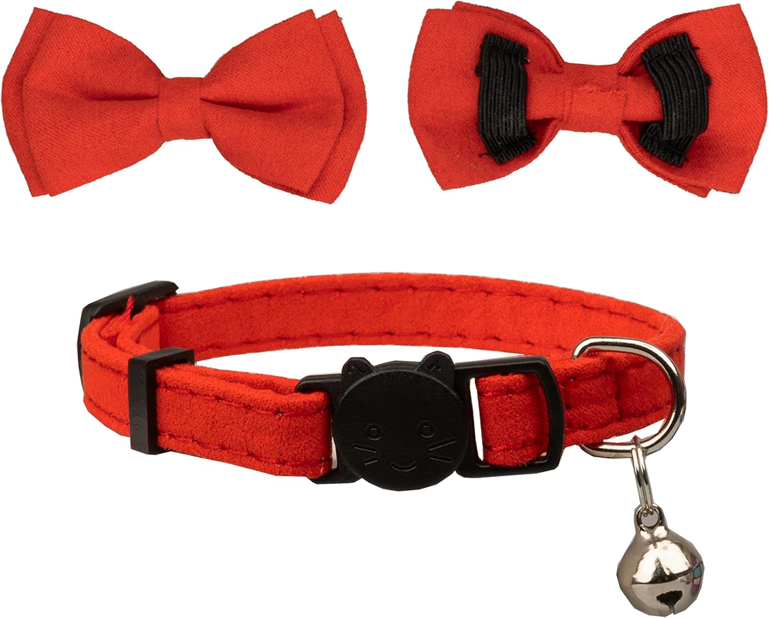 Collar de gato con campana Breakaway Kitten Small Puppy Safety Bow Tie Solid Wedding Basic Color 1 unidad Rojo