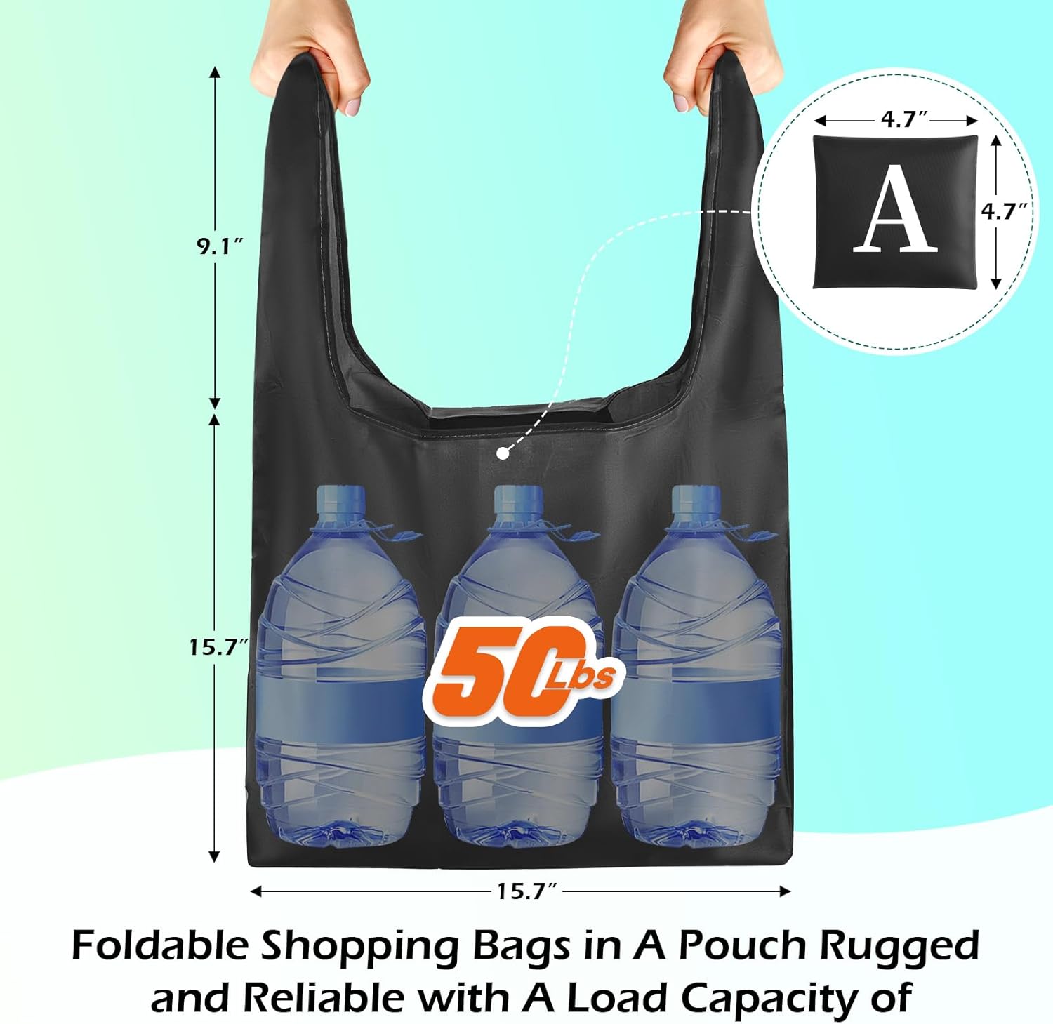 Bolsas de comestibles reutilizables plegables  Bolsas de compras grandes reutilizables paquete de 12 bolsas reutilizables de cocina con asas con