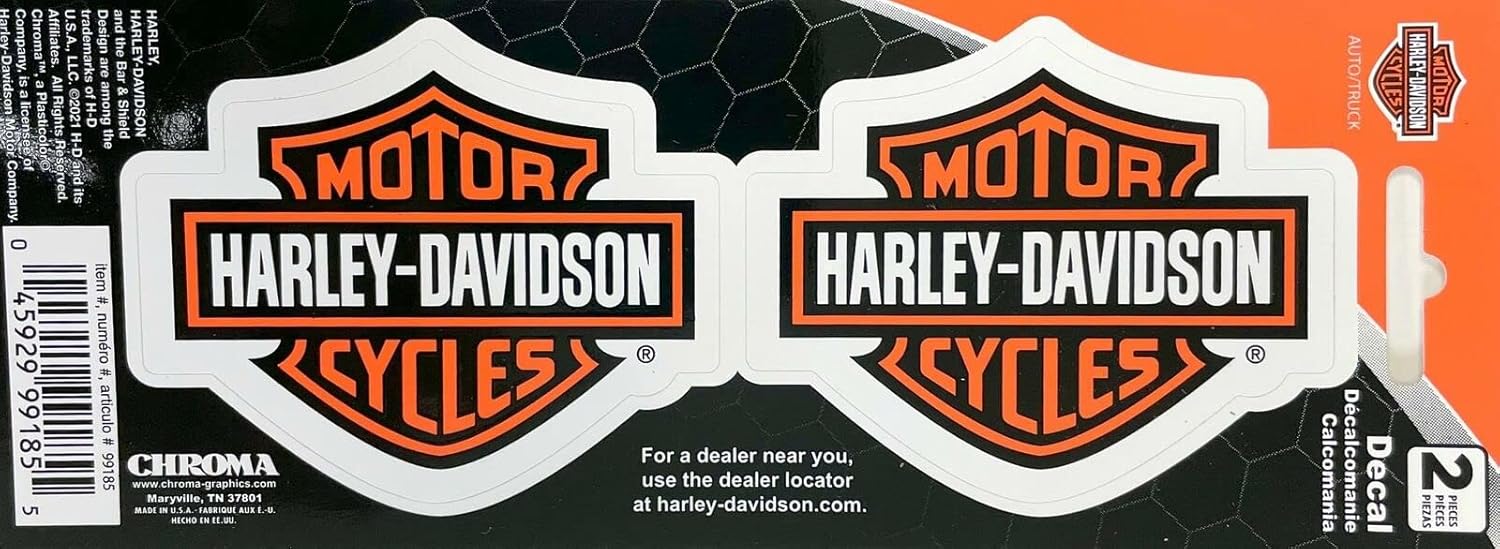 Harley-Davidson Iconic Bar & Shield Logo Pequeño 3″ Calcomanías Juego de 2 piezas – Naranja Chroma