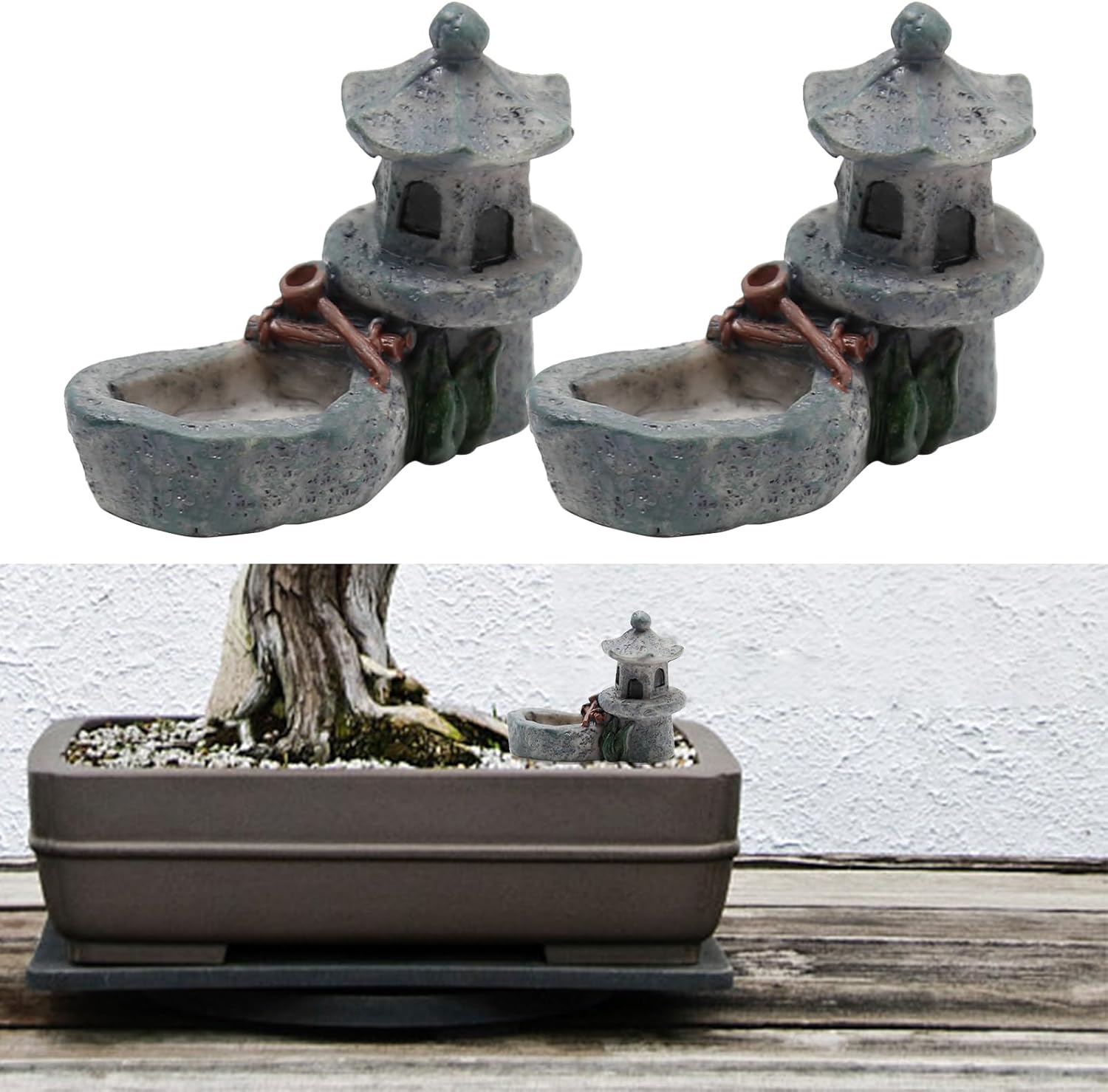 10 mini figuras retro de torre de estanque, mini estatua de pagoda, estilo japonés, farol de pagoda en miniatura, torre de piedra para jardín,