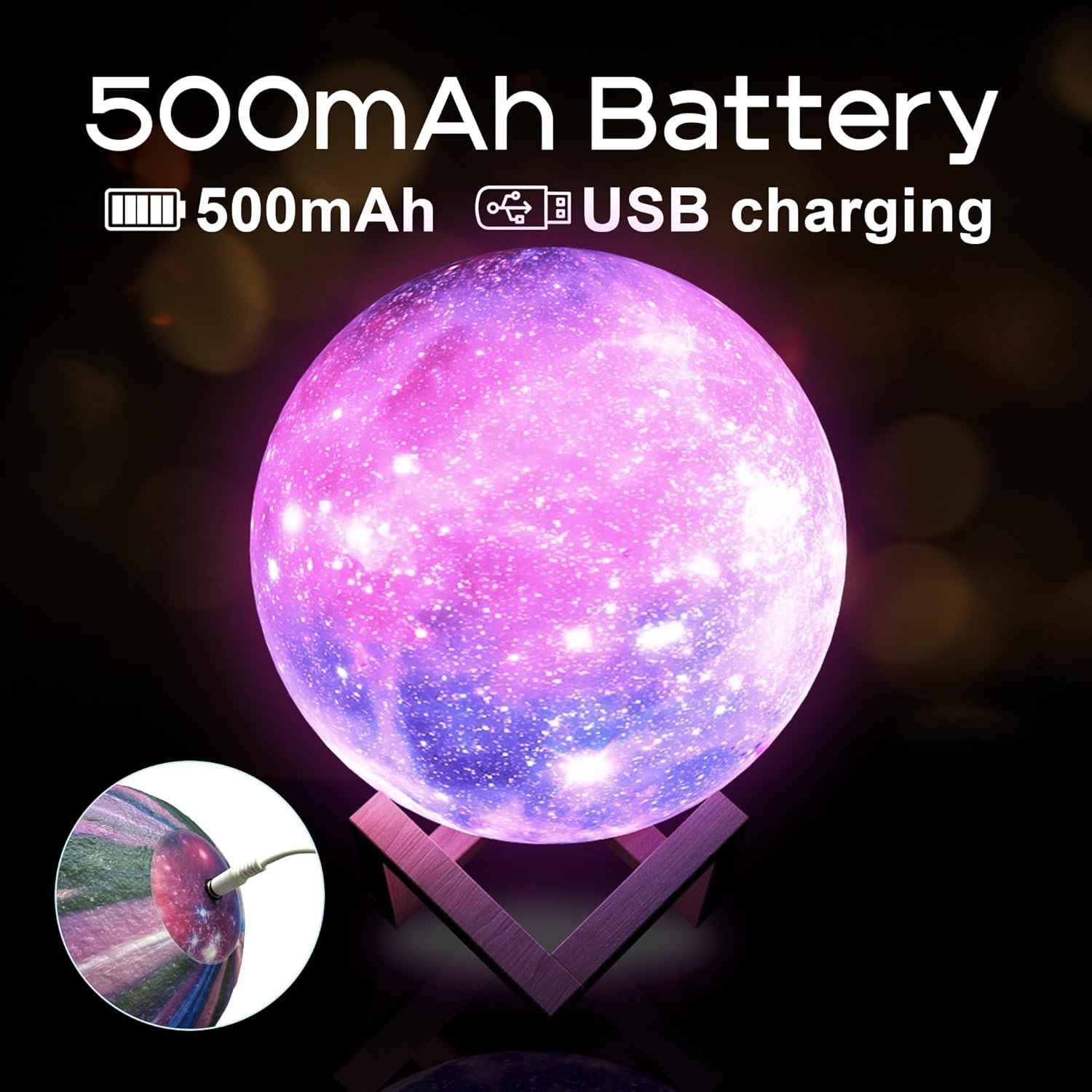 Eueasy Lámpara de luna galaxia de 5.9 pulgadas, 16 colores, luz nocturna 3D para niños, luz de luna con control remoto y función de temporizador de