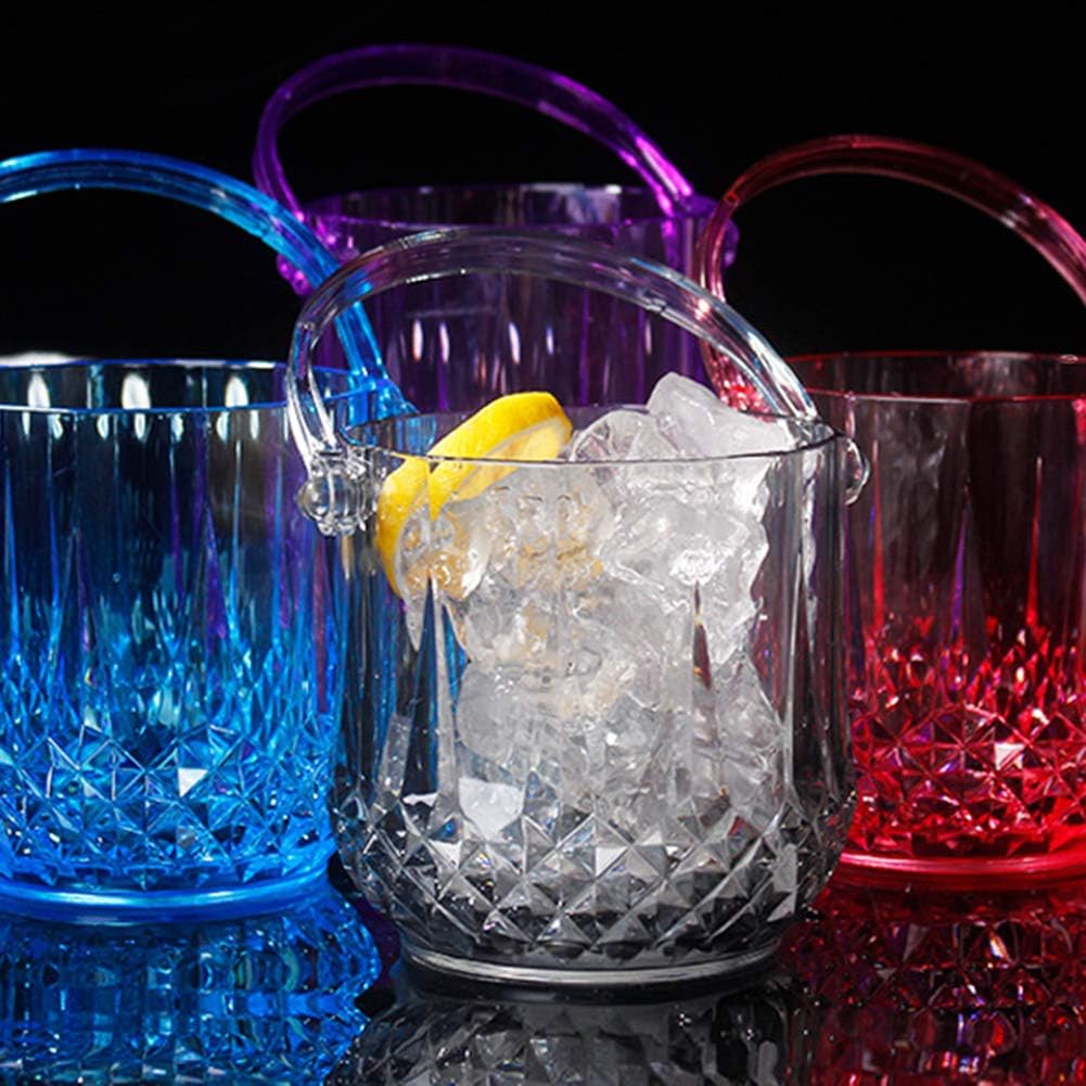 Cubo de hielo para barra de cócteles, cubo de hielo de acrílico transparente para congelador recipiente de hielo de cristal con mango desmontable