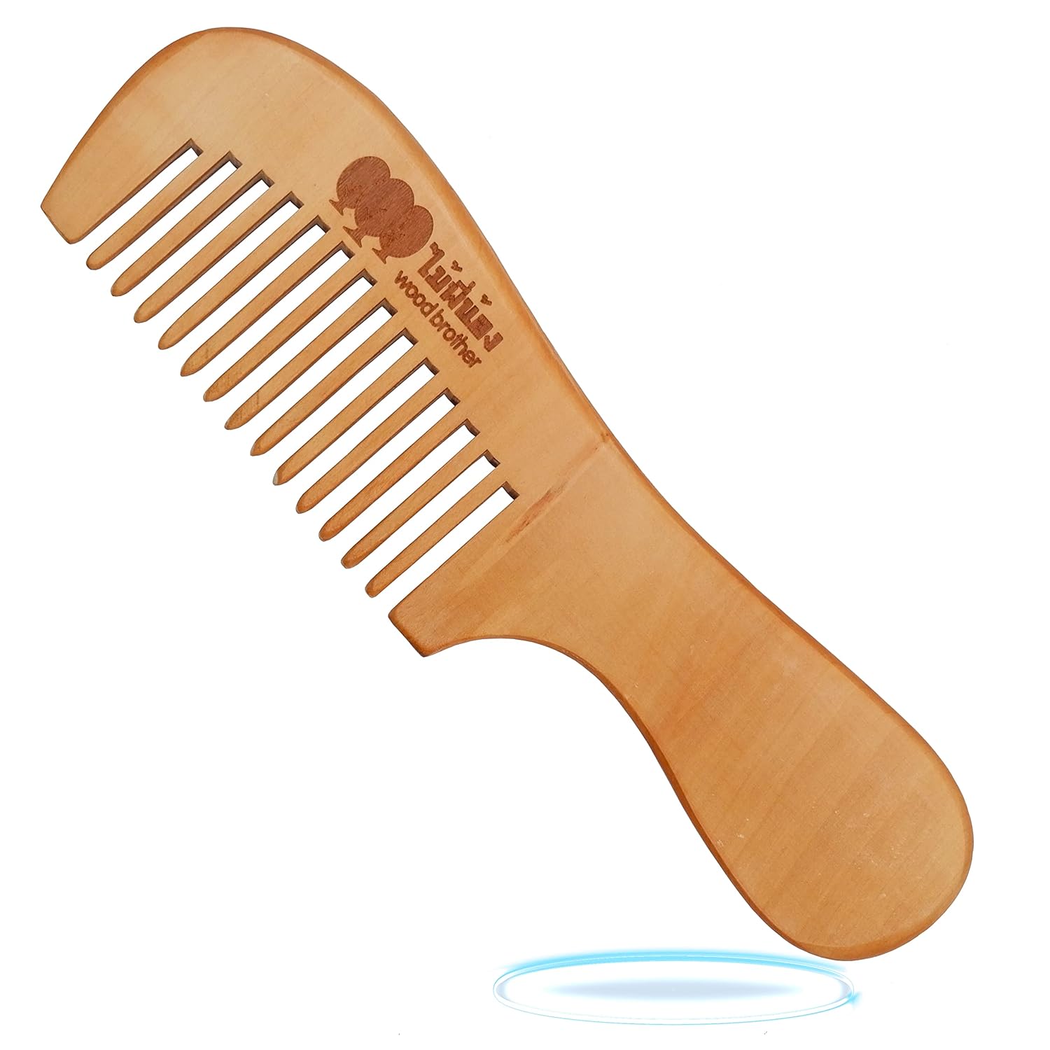 Peine de madera para barba, madera natural antiestática para peinar cabello húmedo o seco, rizado, grueso, ondulado o liso, ideal para la salud del