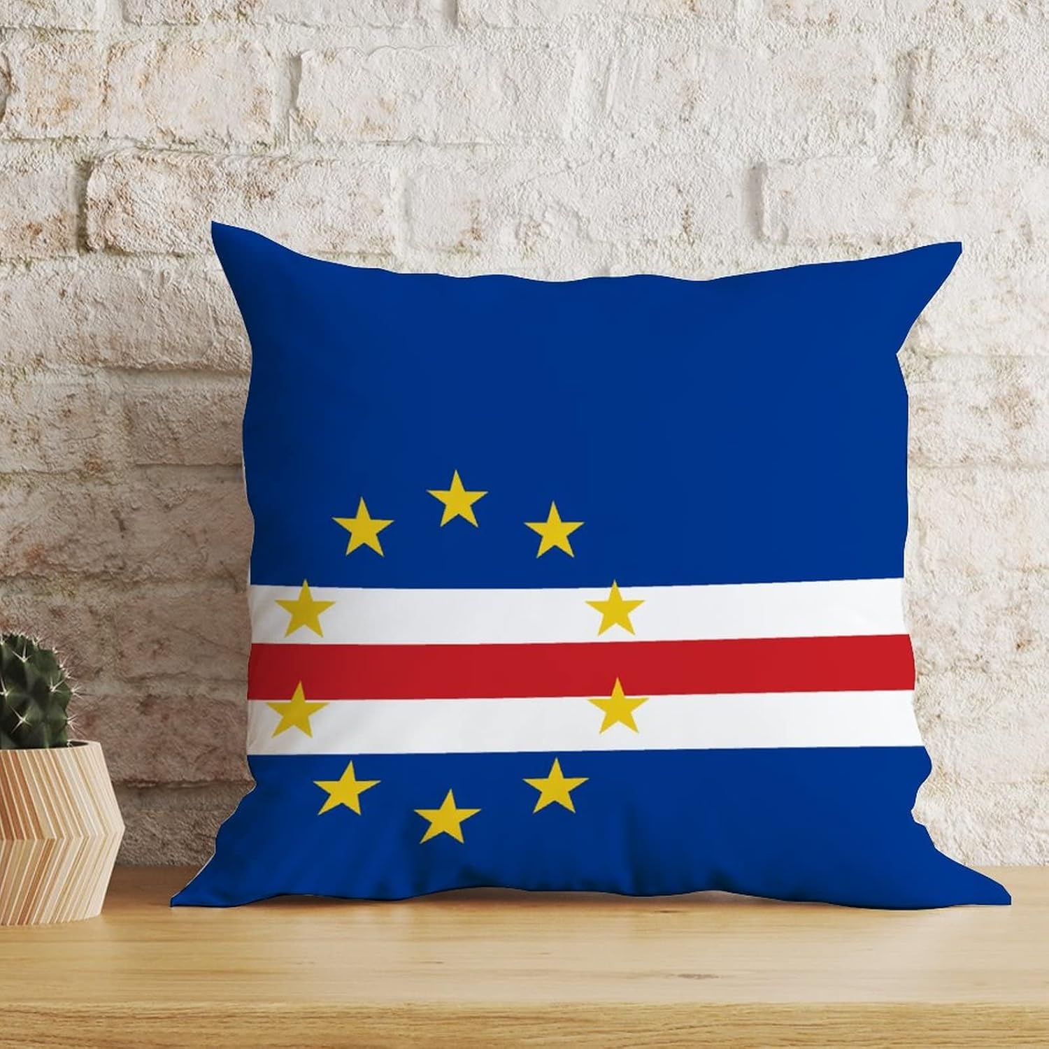 WoGuangis Cabo Verde – Funda de cojín cuadrada con cremallera para sofá, silla de automóvil, 20 x 20 pulgadas, funda de almohada moderna con bandera
