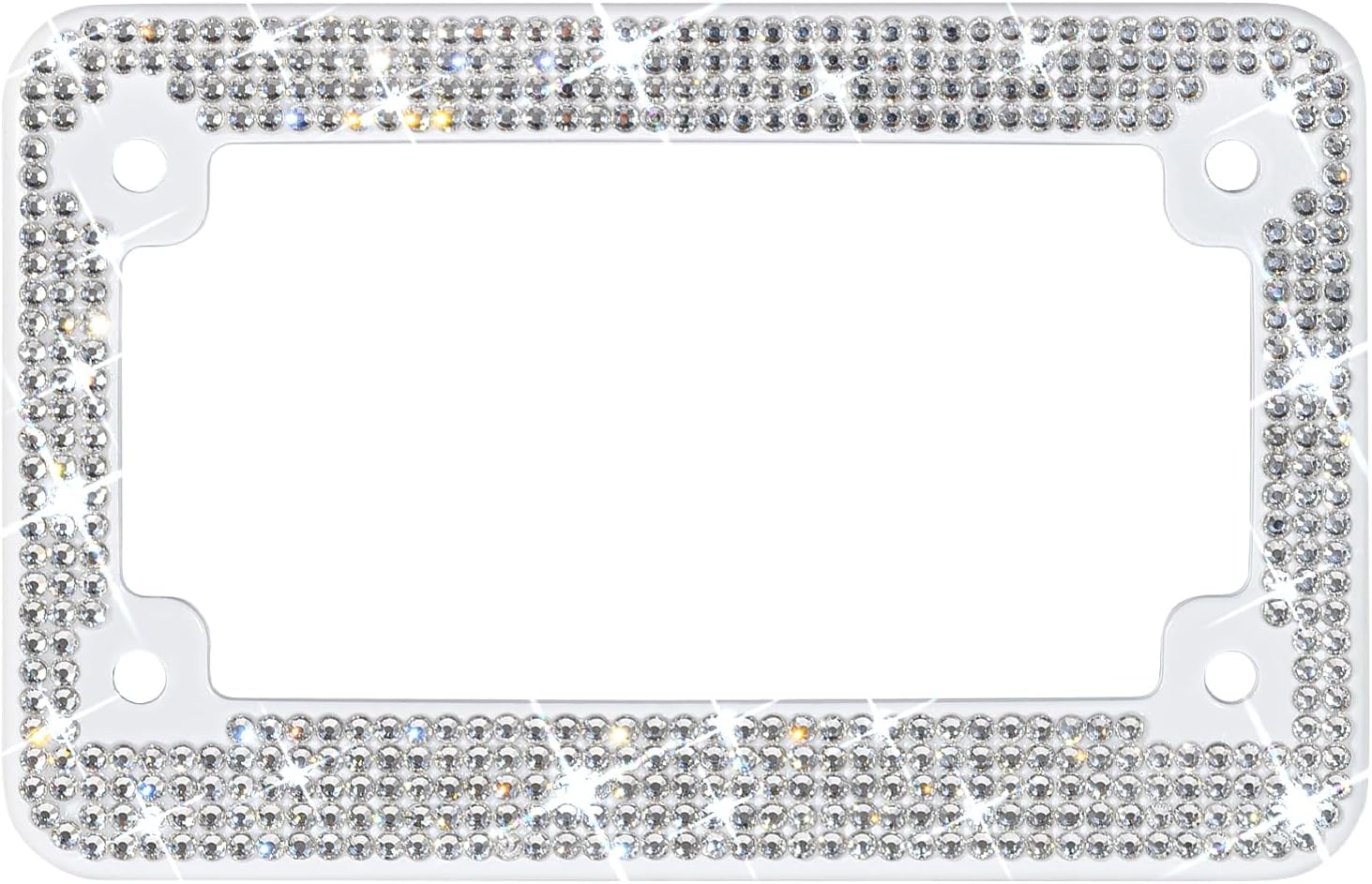 XCLPF Marcos blancos para matrícula de motocicleta,Soporte de placa de motocicleta con diamantes de imitación de diamante,Cubierta de placa de