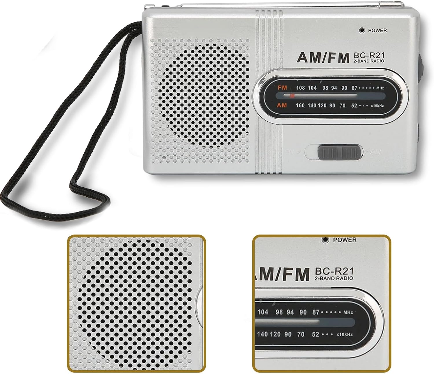 Naroote Grabadora portátil Radios portátiles AM FM, altavoz de 5 W, radio de bolsillo de mano Radio de emergencia con conector para auriculares,