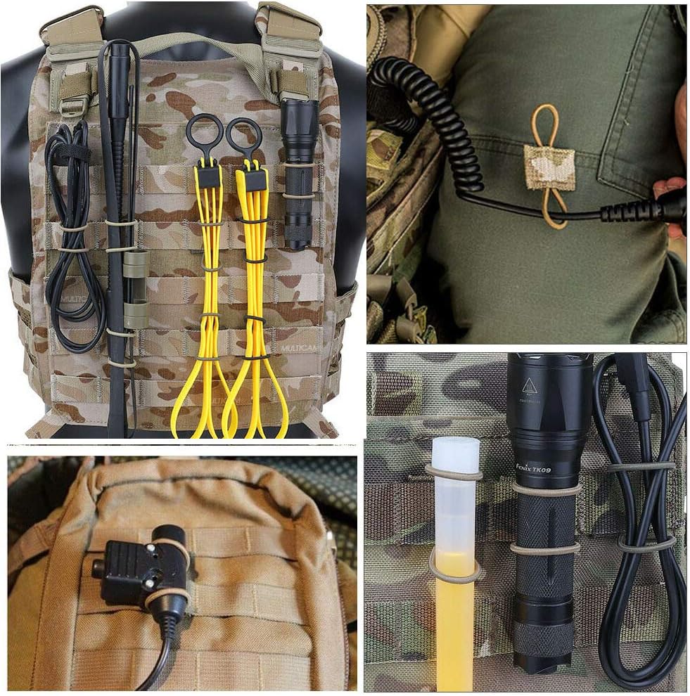 15 piezas de soporte táctico para engranajes con clip Molle Web elástico de cincha retenedor de cinta de encuadernación con hebilla chalecos para