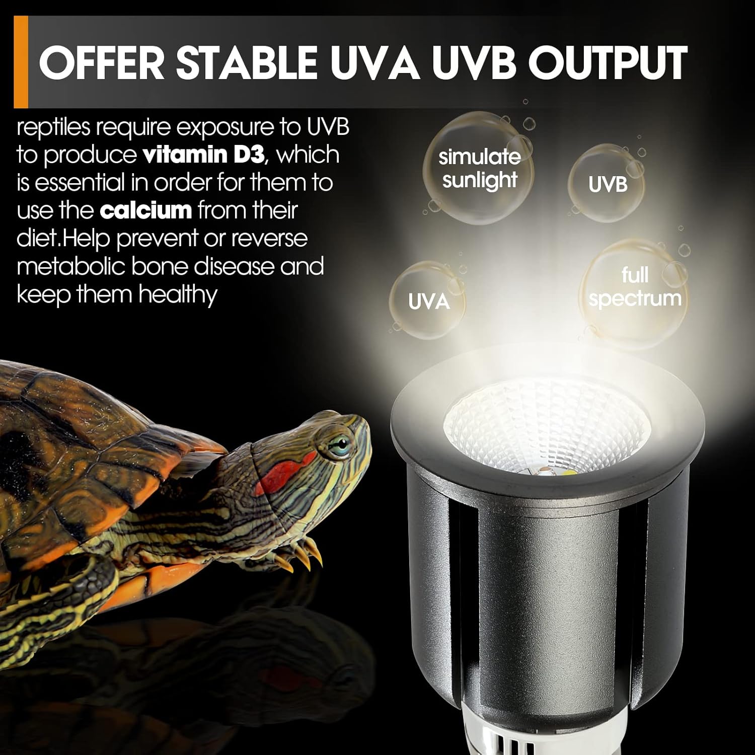 Luz de reptil UVB 5.0 de alta calidad, UVA UVB 3W espectro completo tropical, bombilla UVB para un metabolismo óptimo del calcio, ideal para