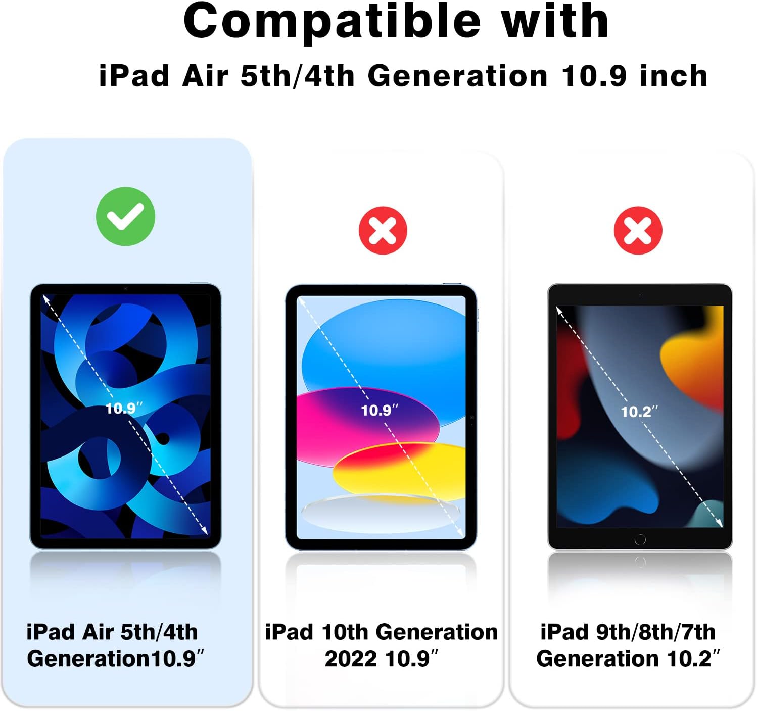 Funda para iPad Air 54, iPad Air 54 generación para modelo 20222020 de 10.9 pulgadas, carcasa trasera transparente, cubierta protectora dura