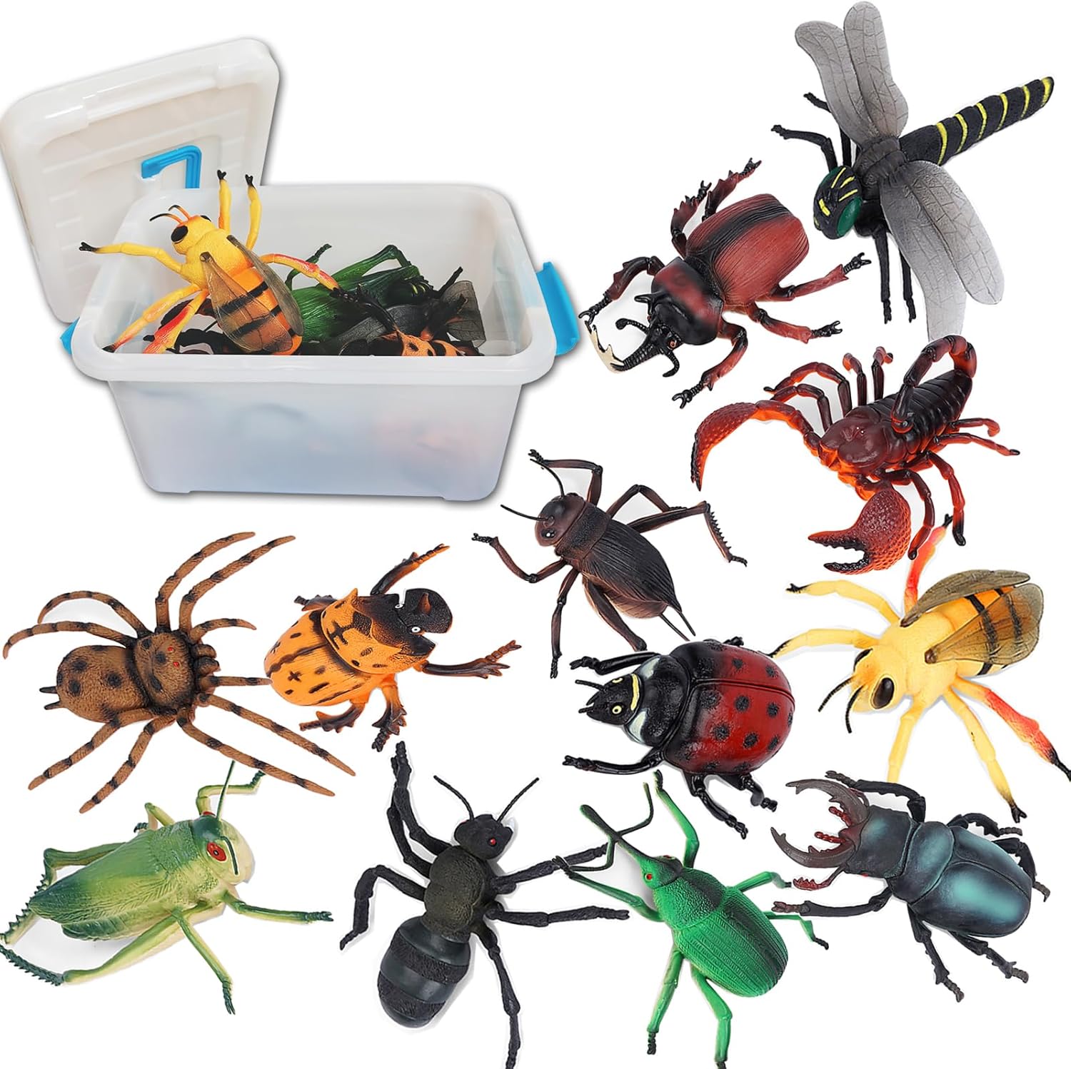 Muñeca de insecto 12 muñecas de animales de insectos extra grandes para niños Educación temprana Cognición Animal Juguete Modelo Rinoceronte