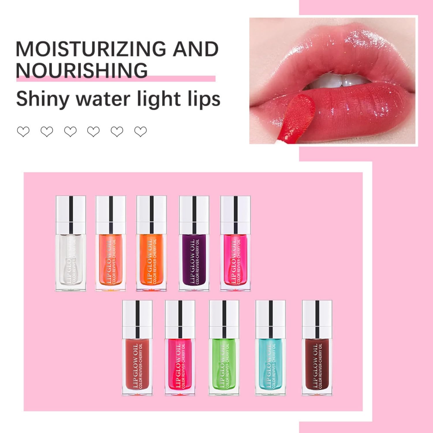 MAEPEOR Aceite hidratante para labios, 10 colores, brillo de labios hidratante, no pegajoso, transparente, de larga duración, bálsamo labial tintado