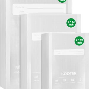 Kootek Bolsas selladoras al vacío, 150 galones, 11 x 16 pulgadas, cuarto de galón de 8 x 12 pulgadas y pinta de 6 x 10 pulgadas, bolsas de sellado Kootek Bolsas selladoras al vacío, 150 galones, 11 x 16 pulgadas, cuarto de galón de 8 x 12 pulgadas y pinta de 6 x 10 pulgadas, bolsas de sellado