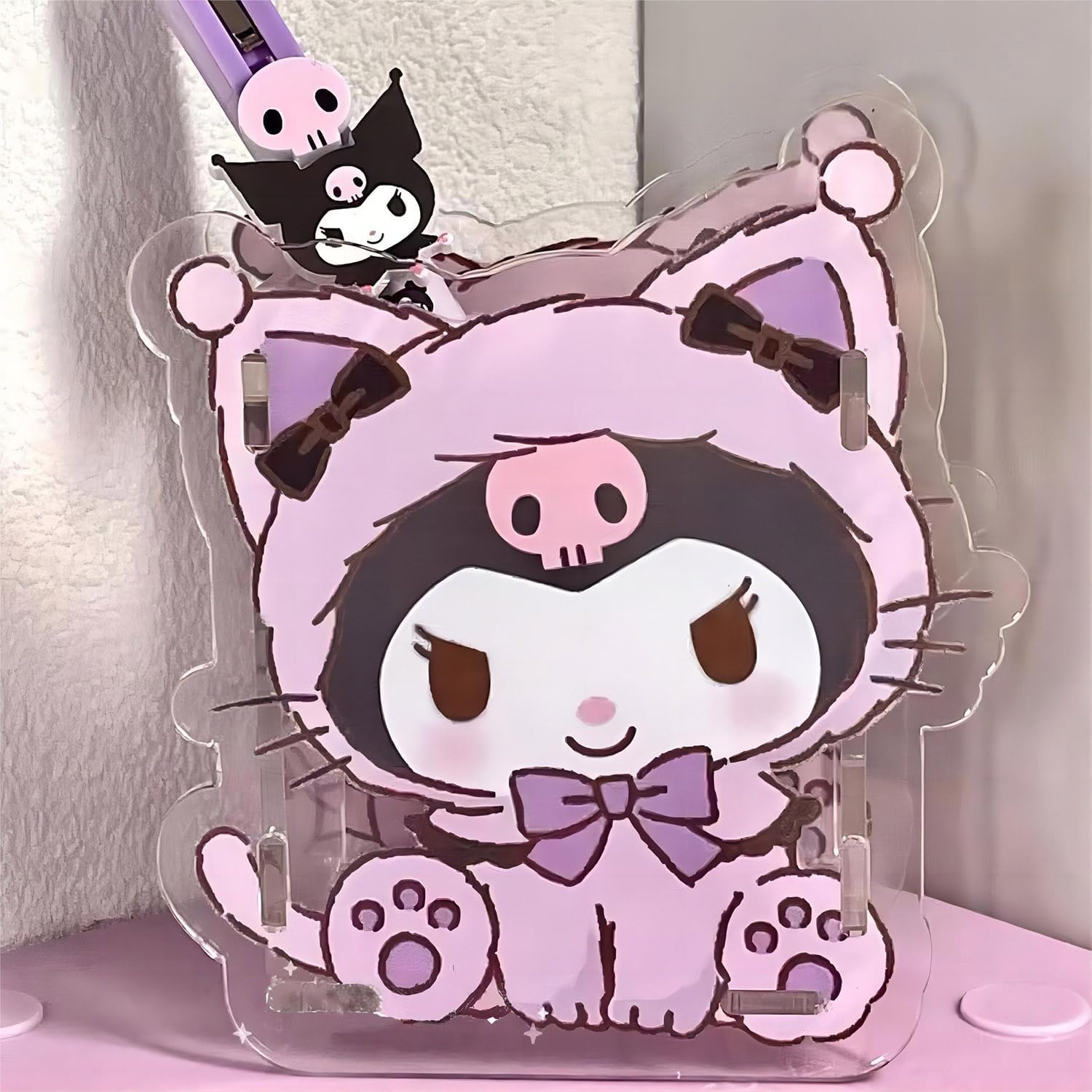 2 Pieces Cute Pen HolderKawaii Mini Clear Acrylic Pencil HolderMy Melody and Kuromi Desktop Organizer Stationery Storage Holder for Kids GirlsEasy