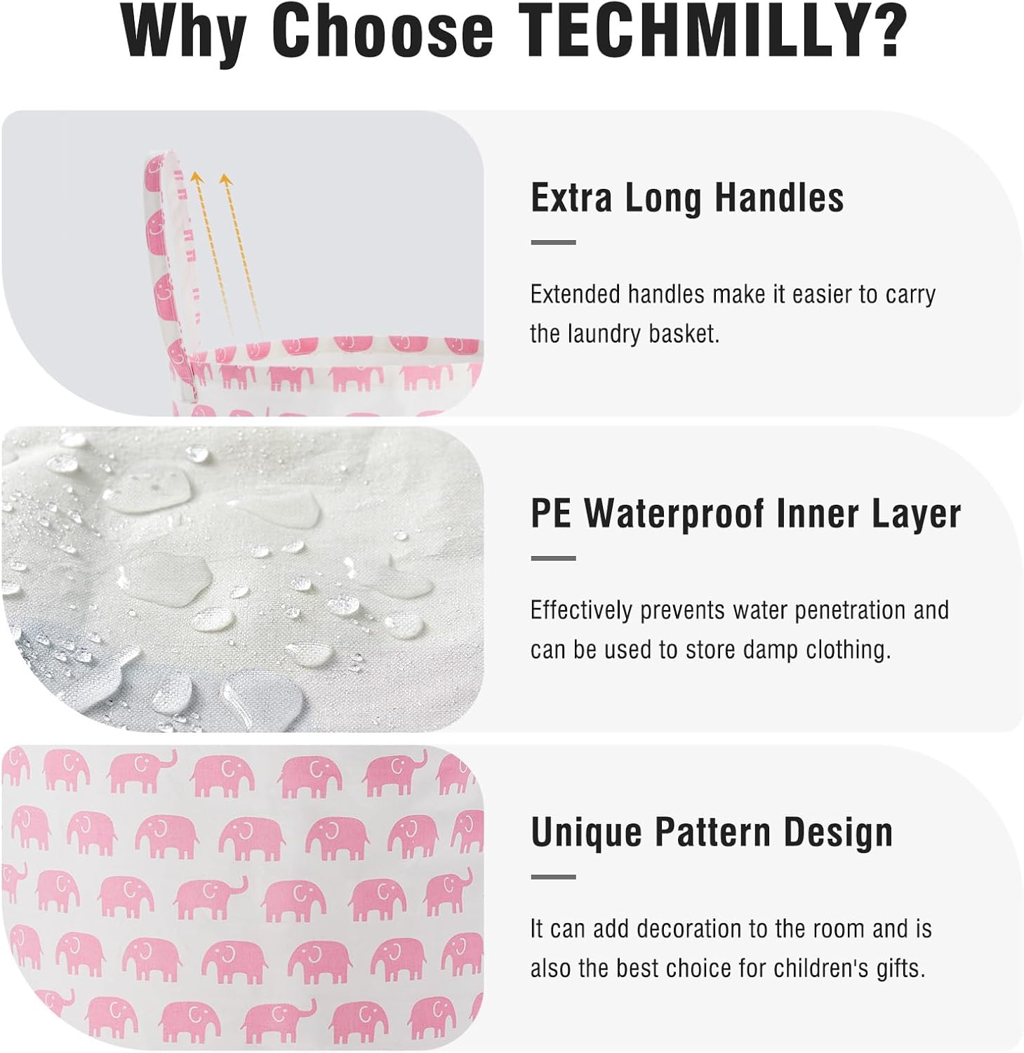Cesta de almacenamiento grande para niñas y niños, cesta de lavandería plegable con asas largas, contenedores de juguetes para guardería, decoración