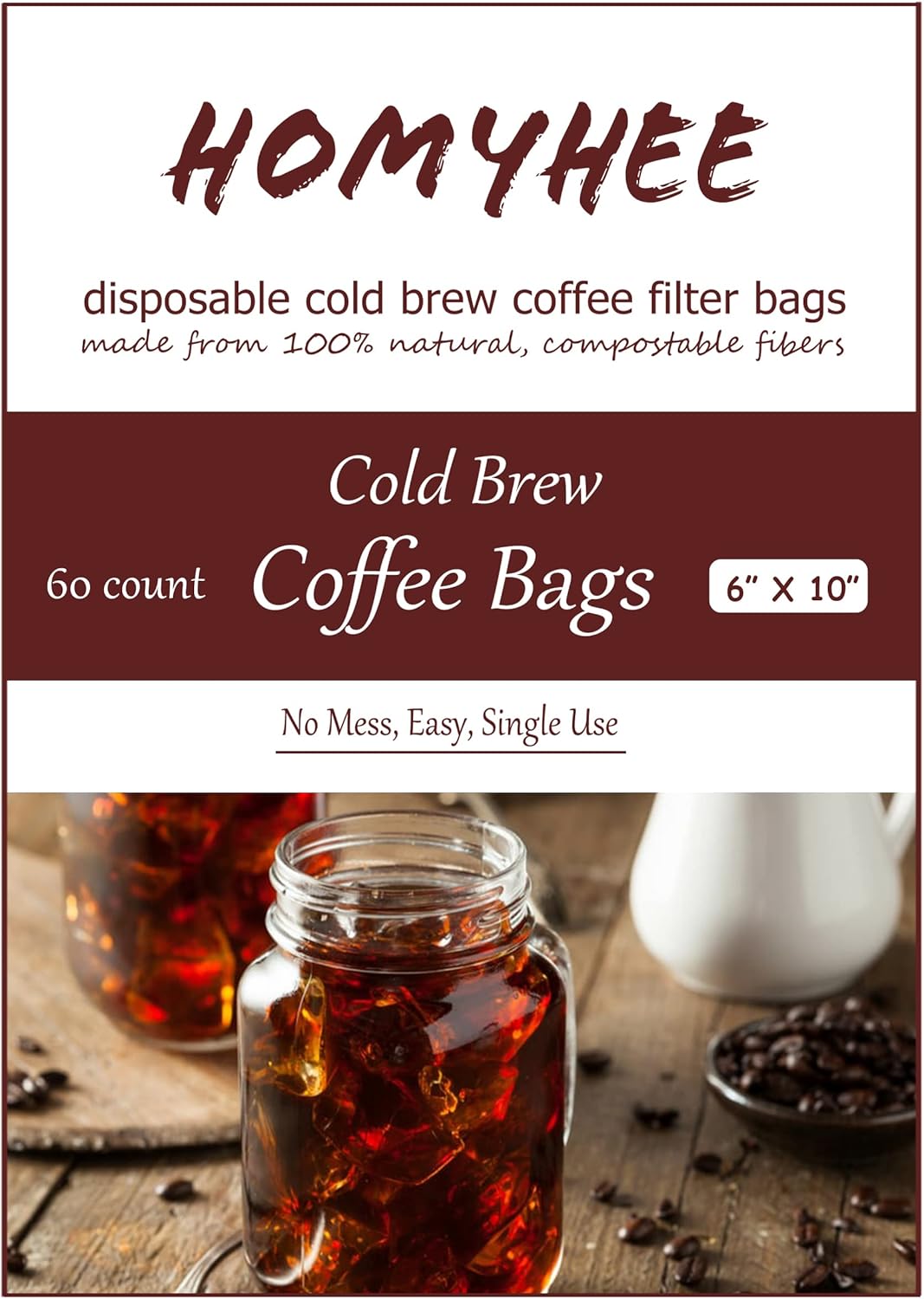 Bolsas de café Cold Brew 60 unidades desechables de malla fina para concentradocafetera helada, kit de prensa francesafría, té caliente en tarro