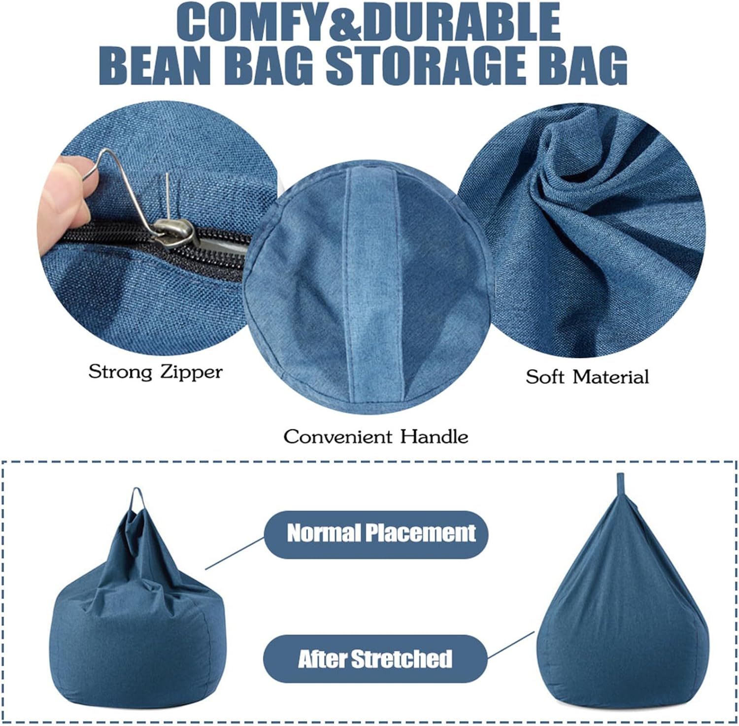 Morbuy Funda para silla puff para niños y adultos (sin relleno), funda suave para sofá cama, lavable, de gran tamaño, para sala de estar (33.6 x