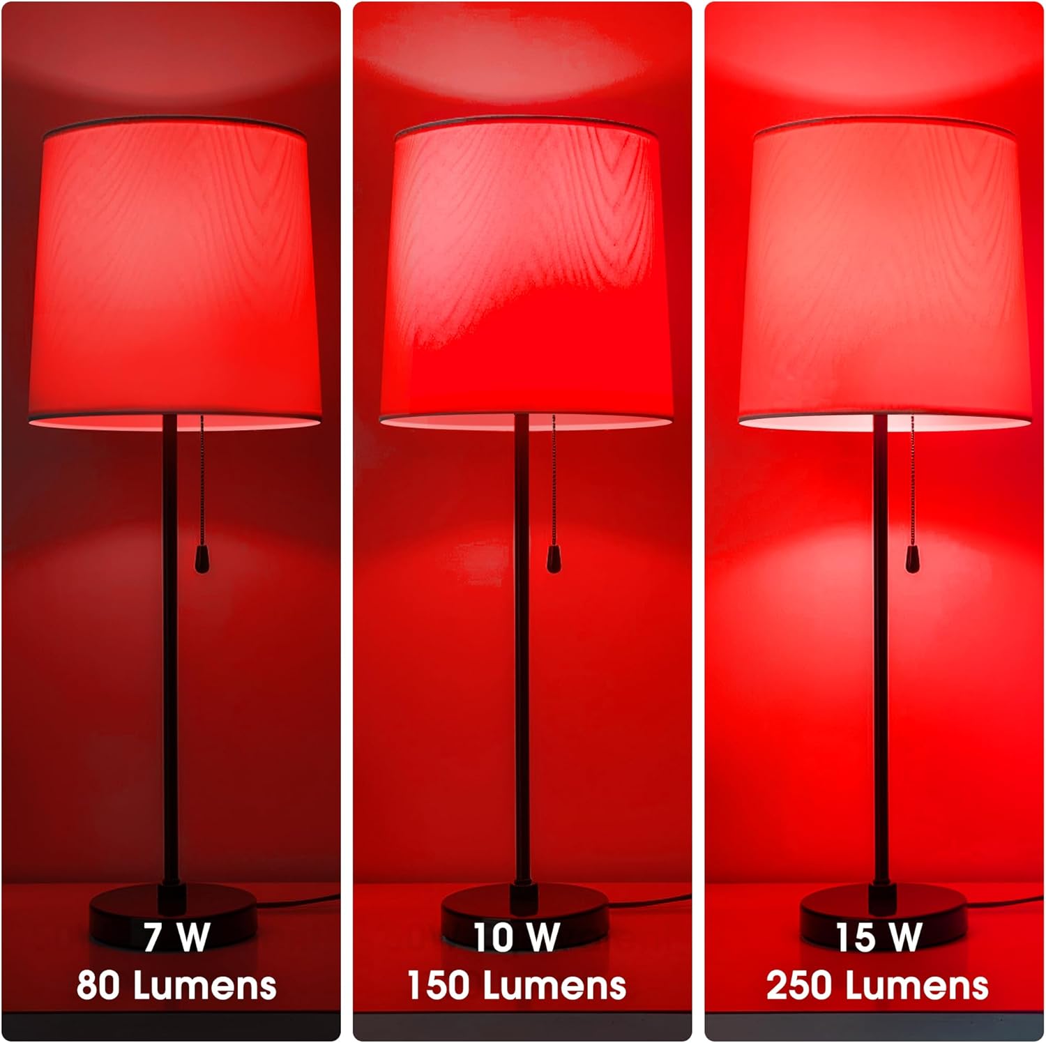 Briignite Bombillas rojas de 3 vías, bombillas LED de 3 vías equivalentes a 30 70 100 W, bombillas rojas de 3 vías, bombillas A19 de tres vías, base