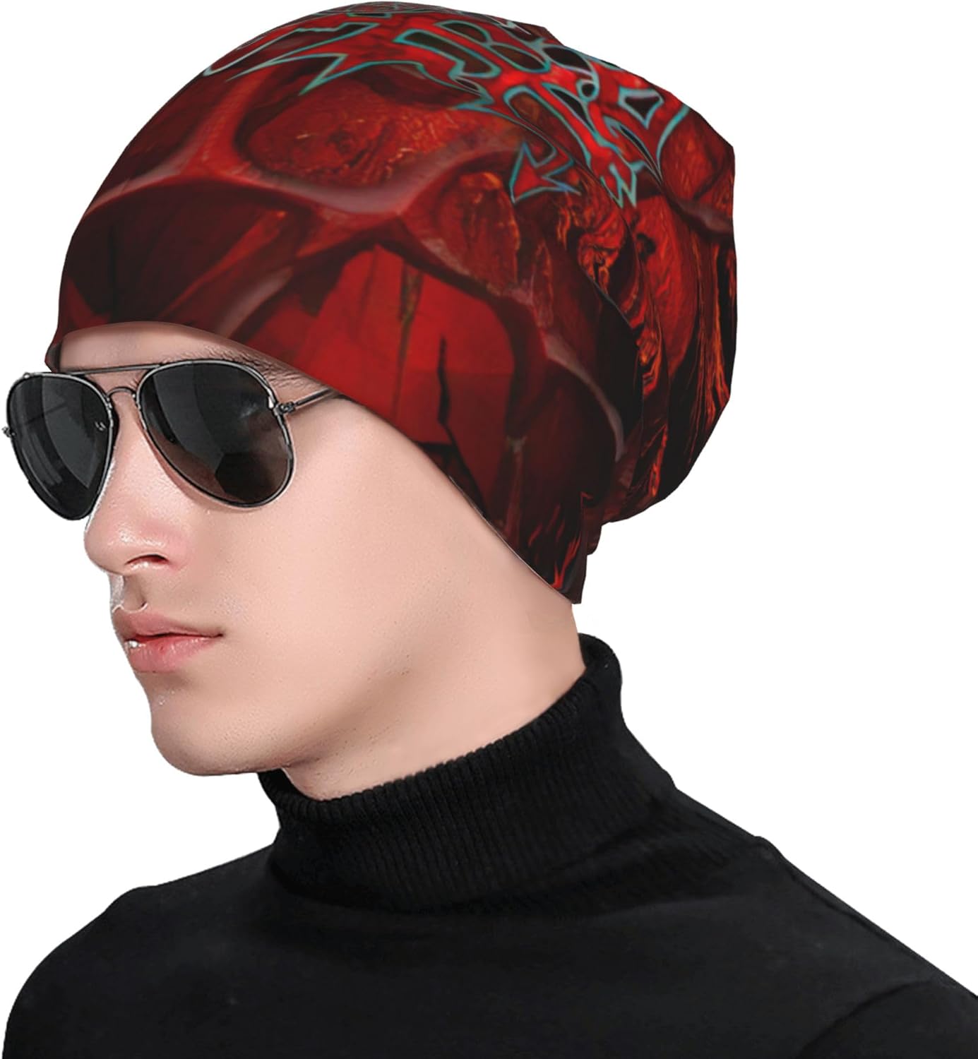 KyjsiUhyU Morbid – Gorros de ángel con banda de metal para hombres, mujeres y adolescentes  Moda delgada unisex Aldult Skull Knit Hat sombrero de